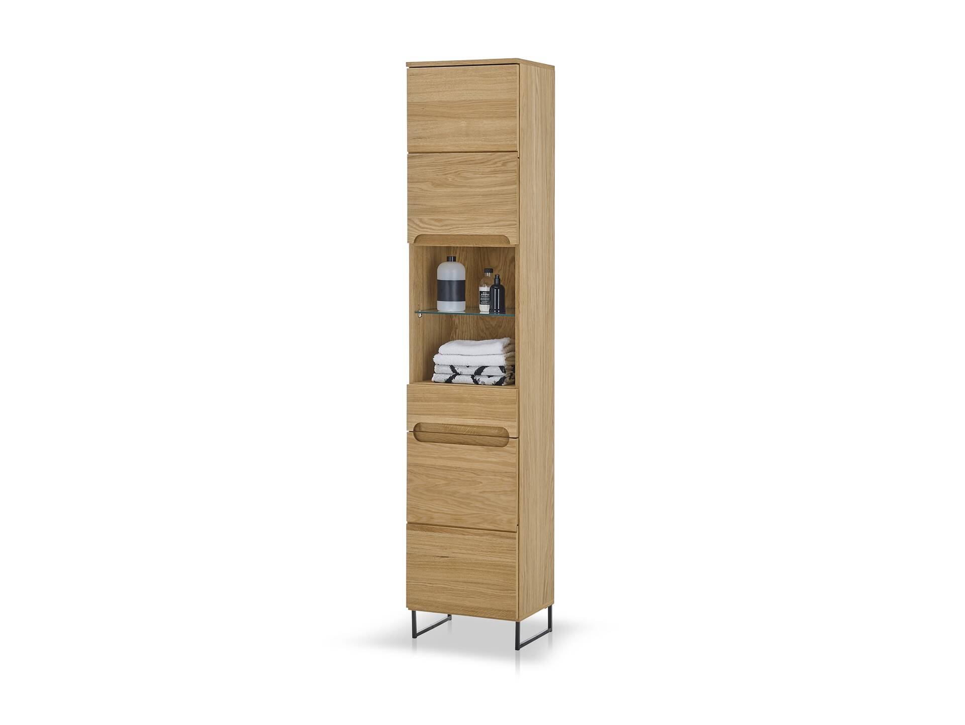 SEYTON Hochschrank fürs Badezimmer, Material Teilmassiv, eichefarbig 