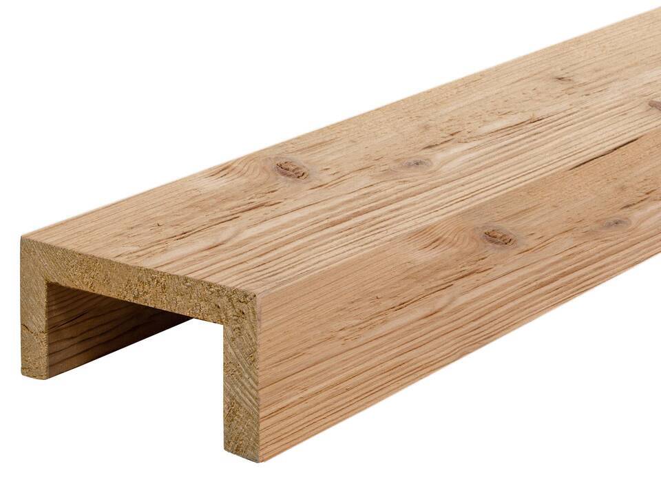 THERMO-U-Balken / Zierbalken gebürstet, THERMO-Fichte, Material Massivholz 120 x 80 mm | 1 Meter