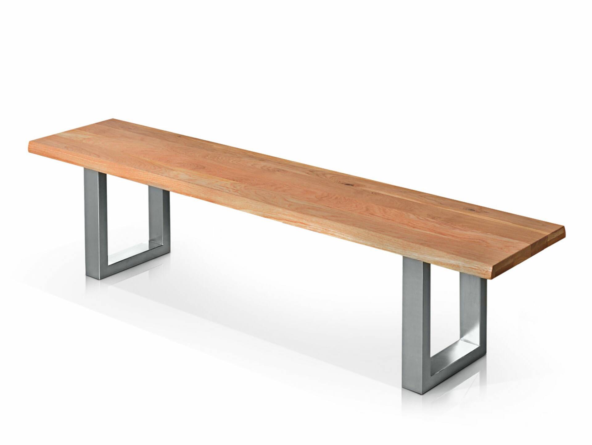 TOBAGO Sitzbank, Material Massivholz/Metall, Wildeiche 180 cm | alufarbig