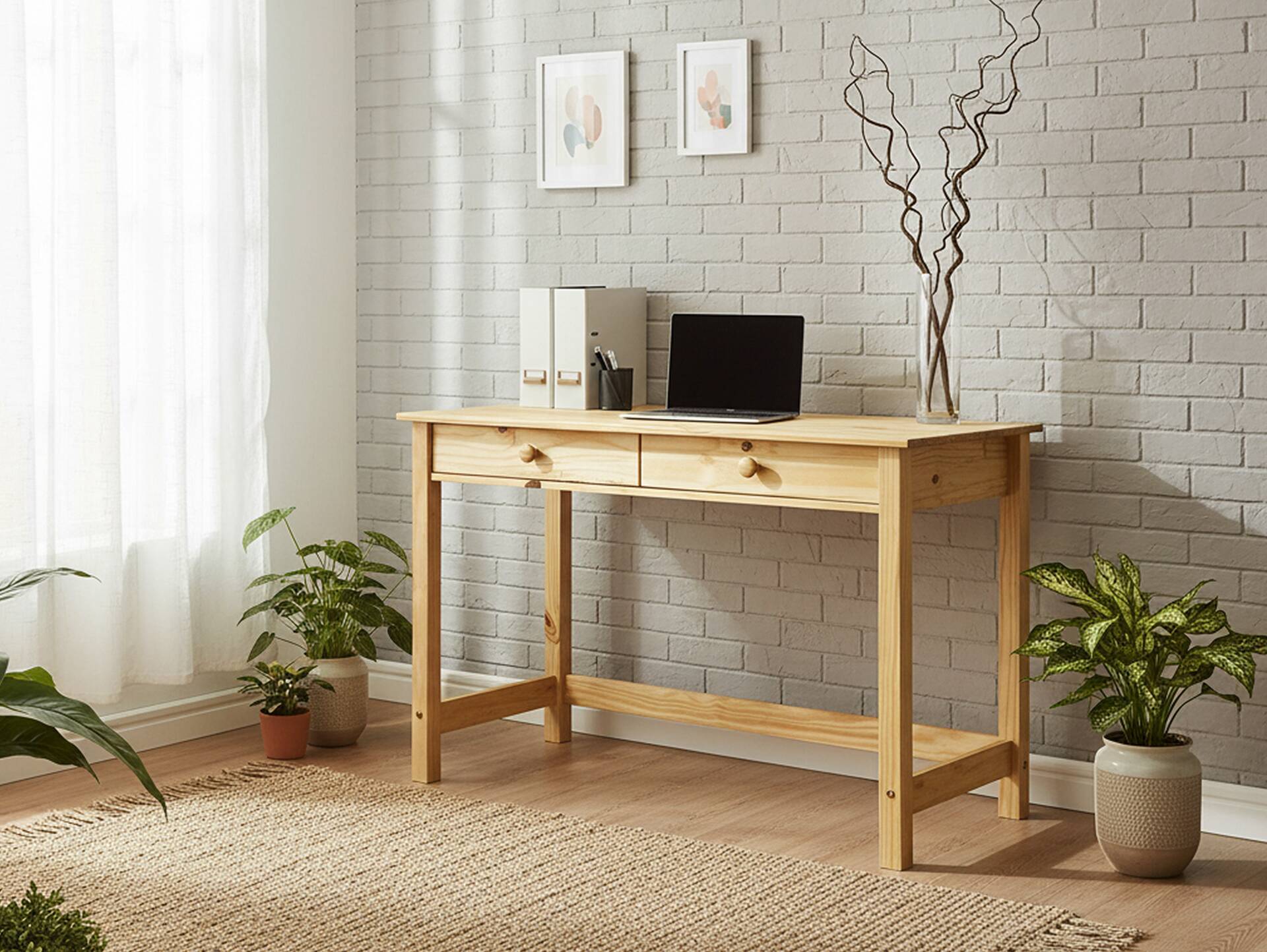 TOBINO Schreibtisch/Konsole, Material Massivholz, Kiefer Kiefer natur | Holz