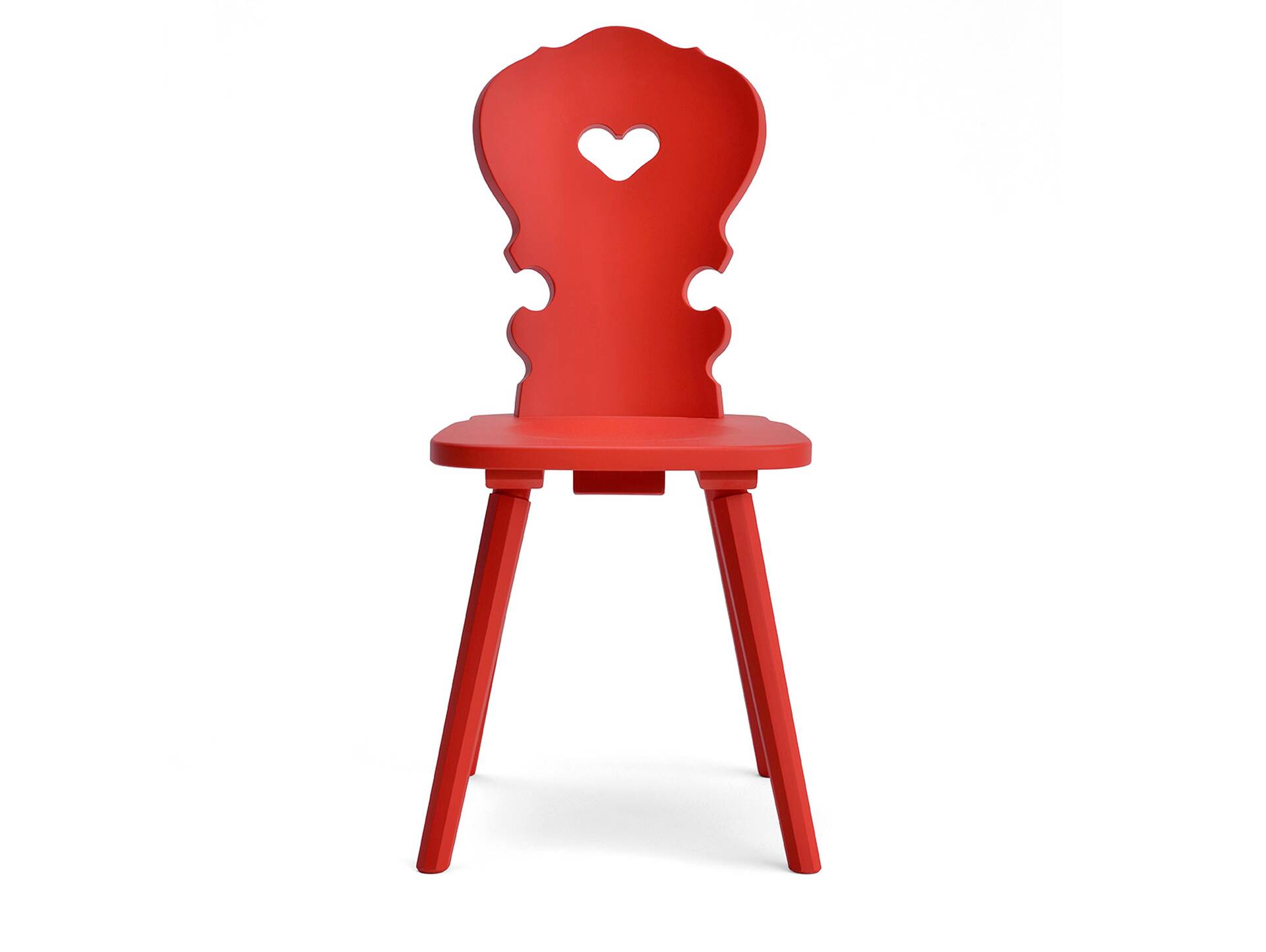 VALERIO Stuhl, Material Massivholz, Fichte lackiert rot