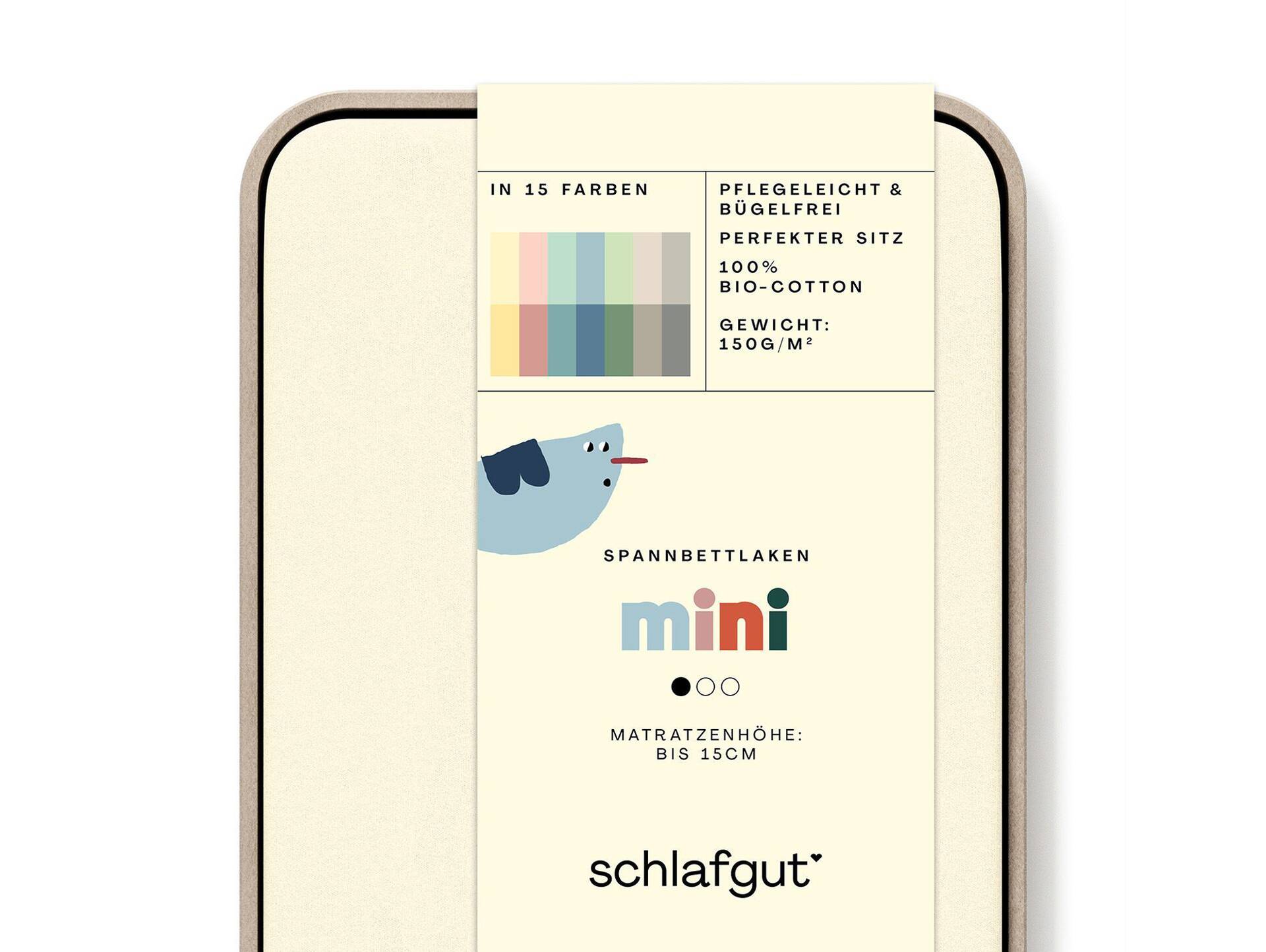 Schlafgut MINI Spannbetttuch/Spannbettlaken für Baby-Matratze, 60x120 - 140x70 cm,100% Baumwolle Hellgelb