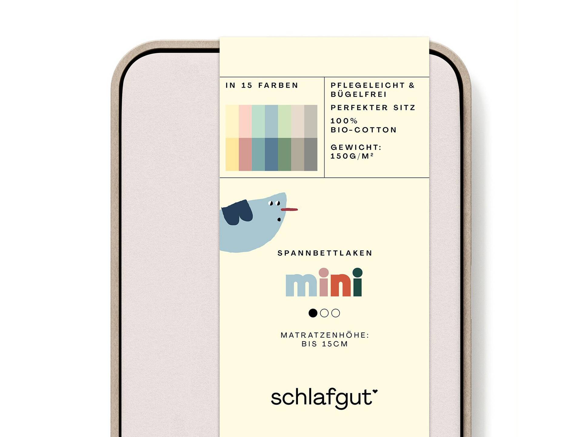 Schlafgut MINI Spannbetttuch/Spannbettlaken für Baby-Matratze, 60x120 - 140x70 cm,100% Baumwolle Beige