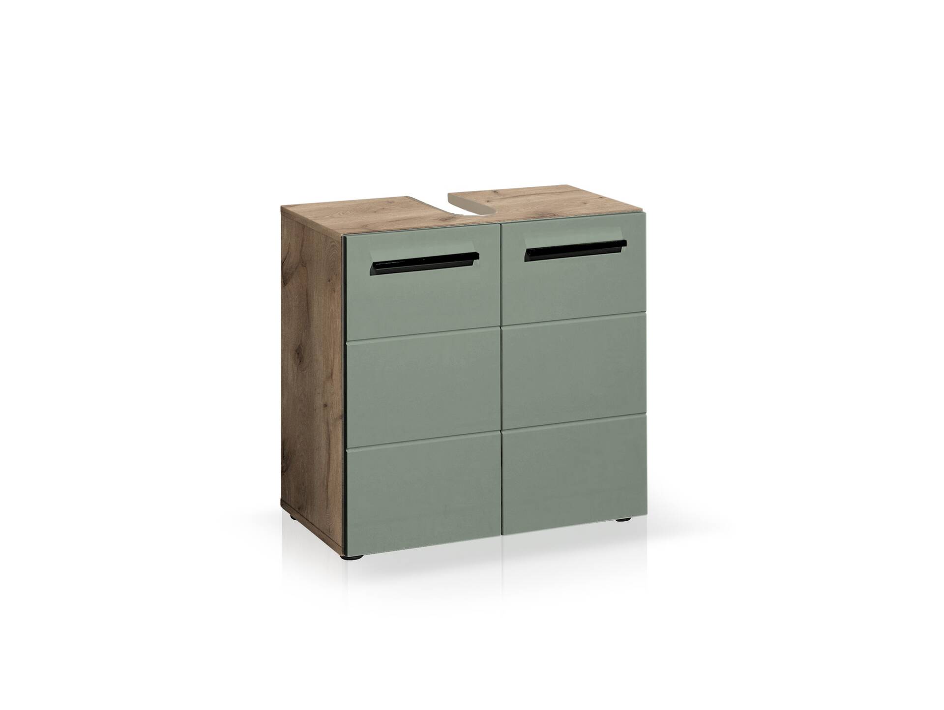 VALENCE Waschbeckenunterschrank, Material Dekorspanplatte, Eiche Nachbildung/schilfgrün 