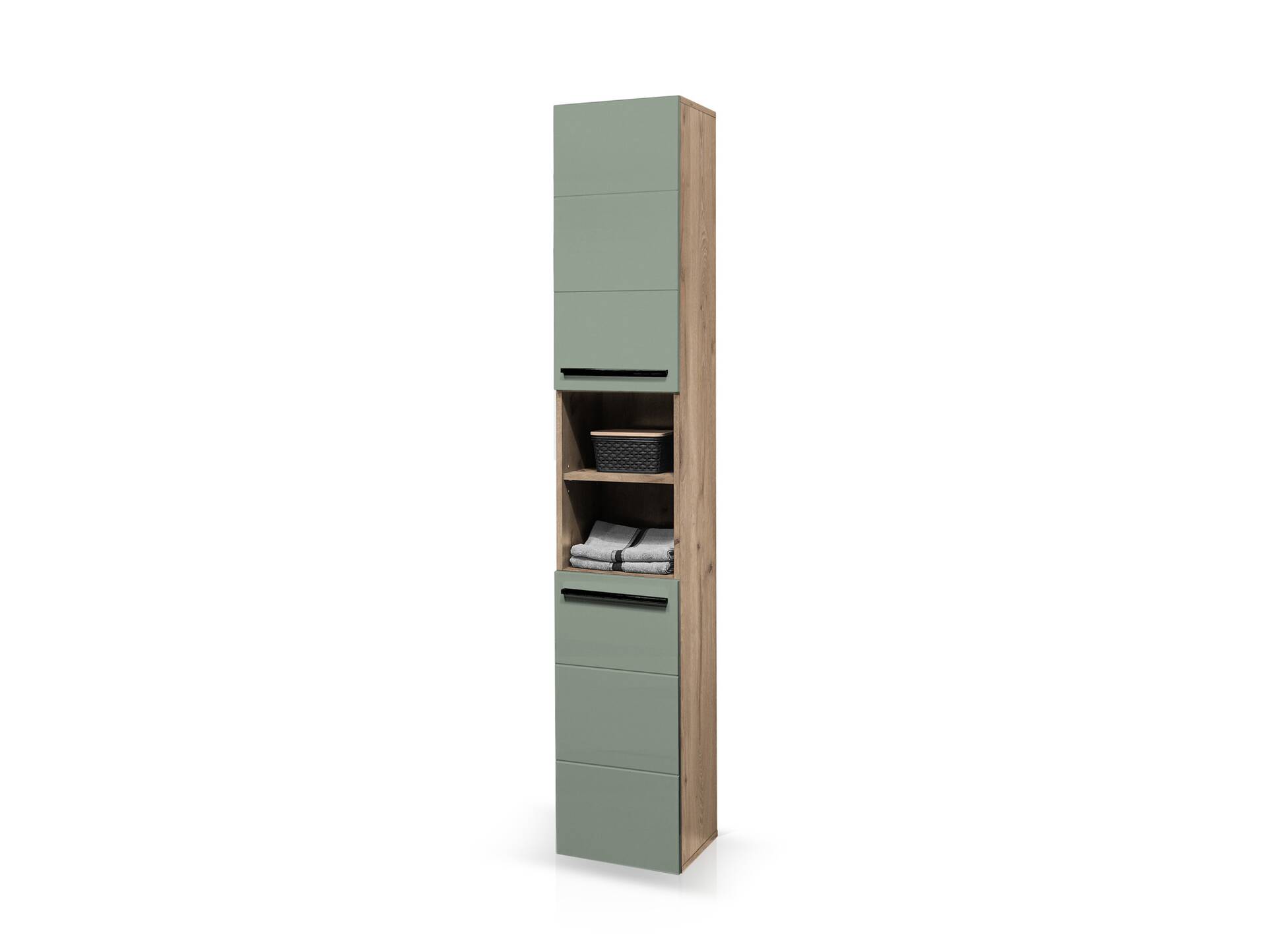 VALENCE Hochschrank, Material Dekorspanplatte, Eiche Nachbildung/schilfgrün 