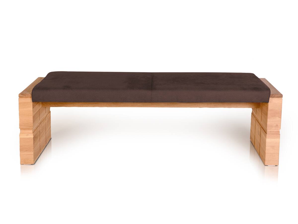 WOOD Sitzbank ohne Rücken mit hochwertigen Bezug, Material Kunstfaser/Massivholz 