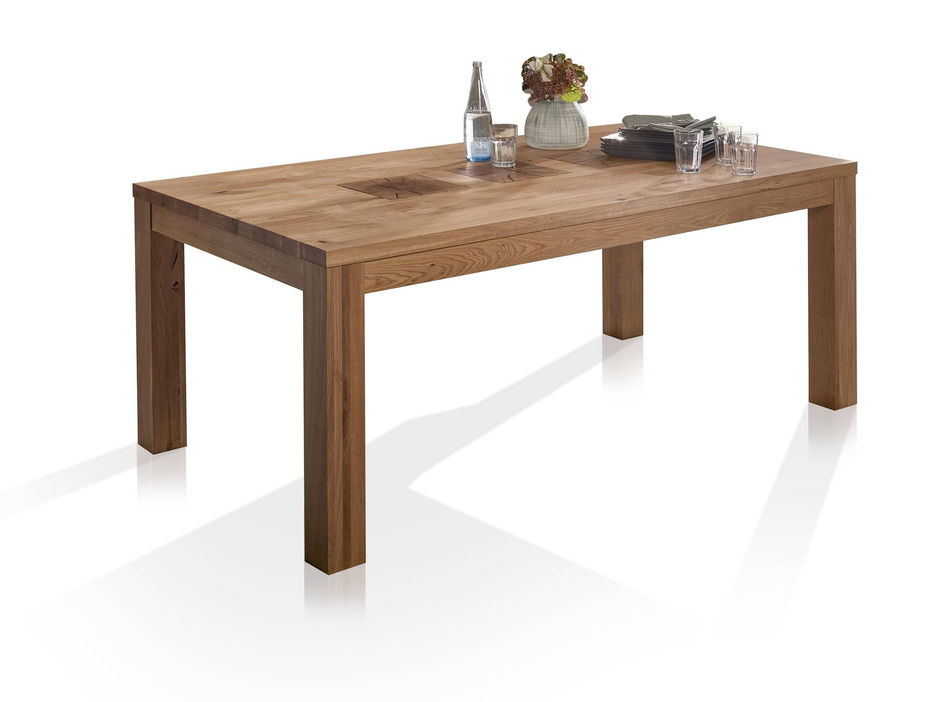 WINSTON Esstisch, Material Massivholz, Wildeiche massiv mit Hirnholz 