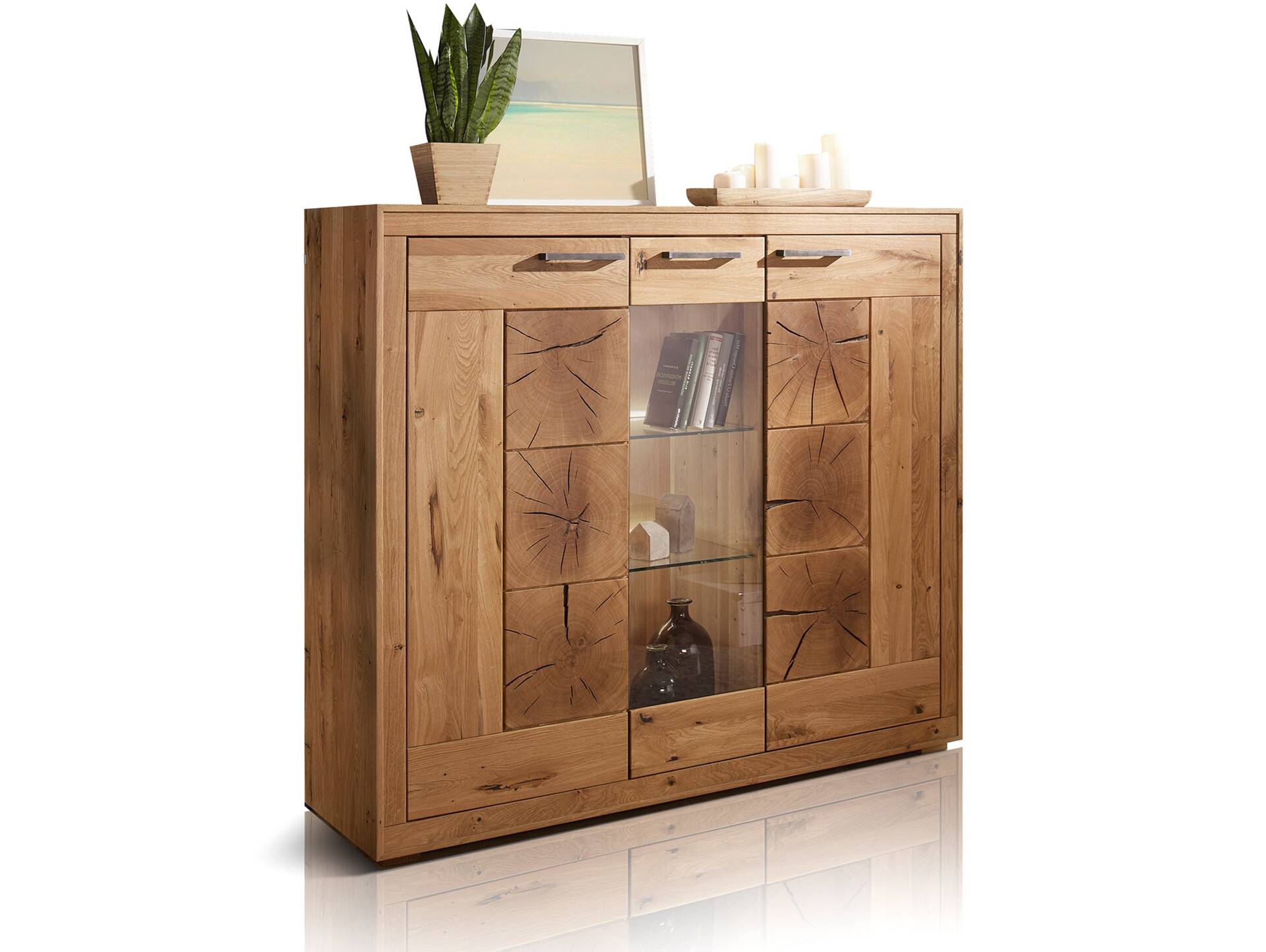 WINSTON II Highboard, Material Massivholz, Wildeiche geölt 