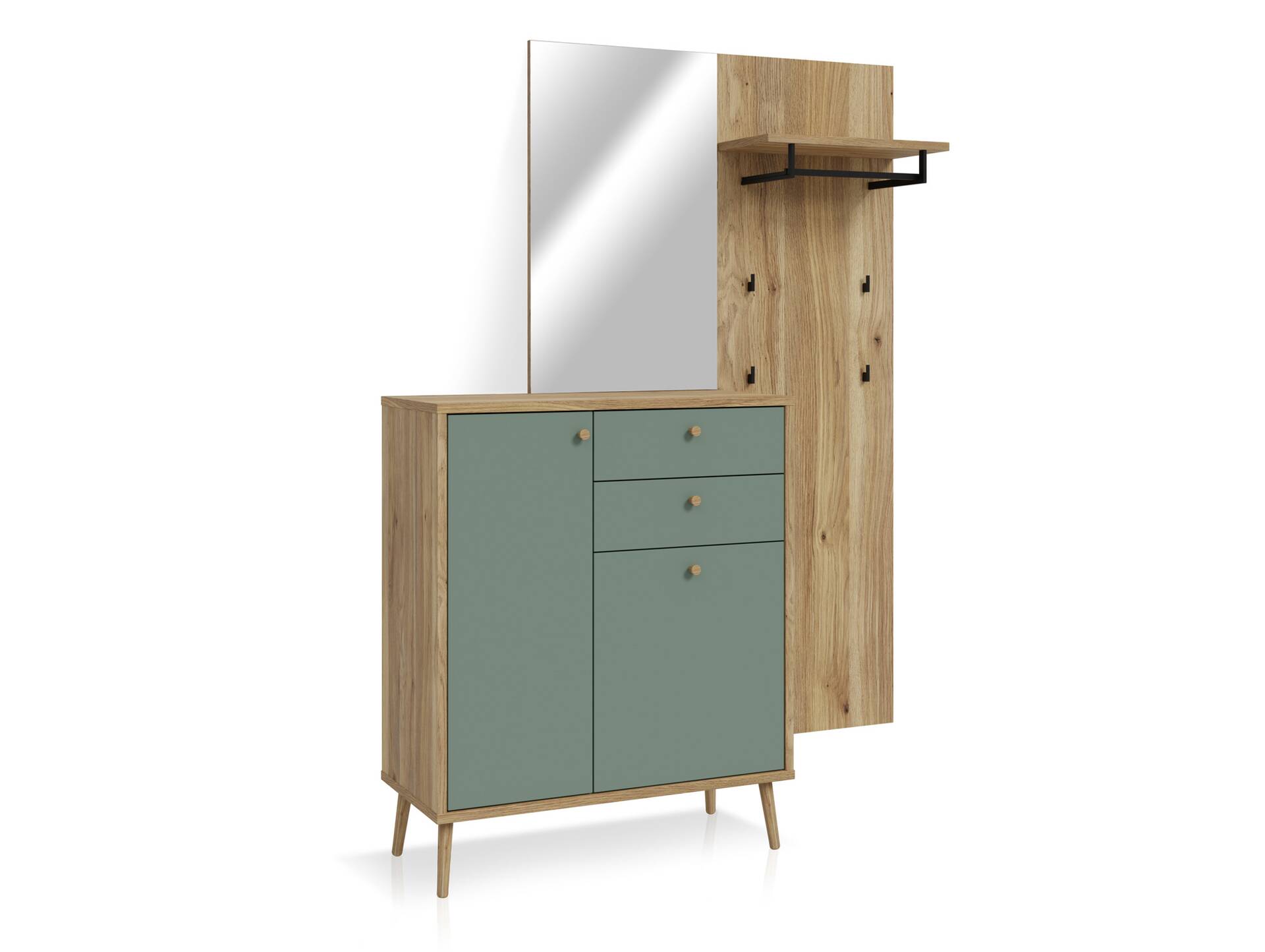 WILMONA Garderobe, Material Spanplatte, Mauvella Eiche Nachbildung/salbeifarbig 