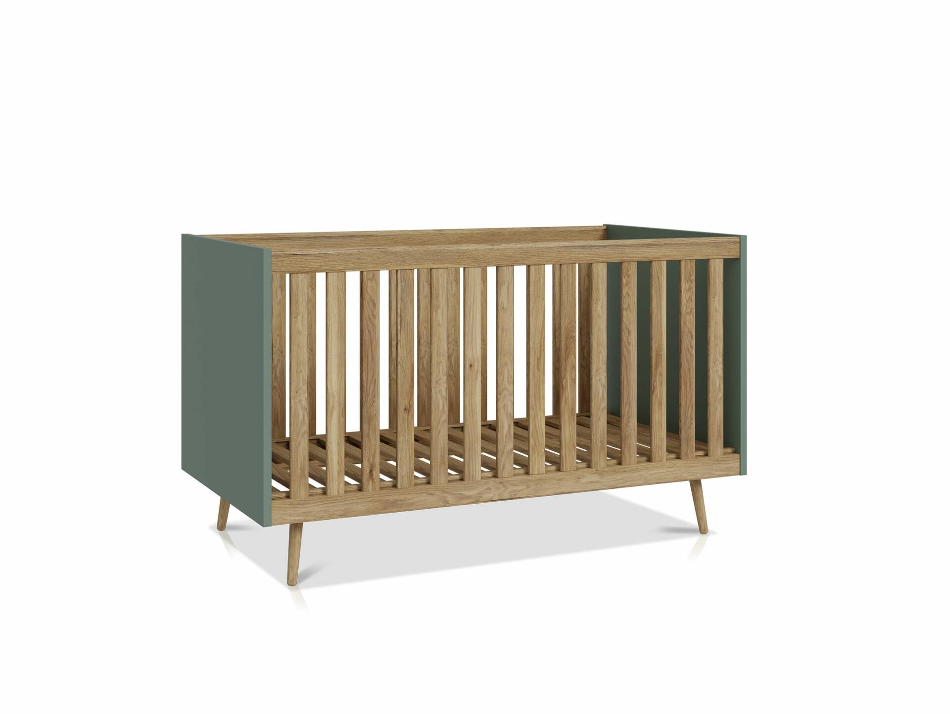 WILMONA Babybett, Material Spanplatte, Mauvella Eiche Nachbildung/salbeifarbig 