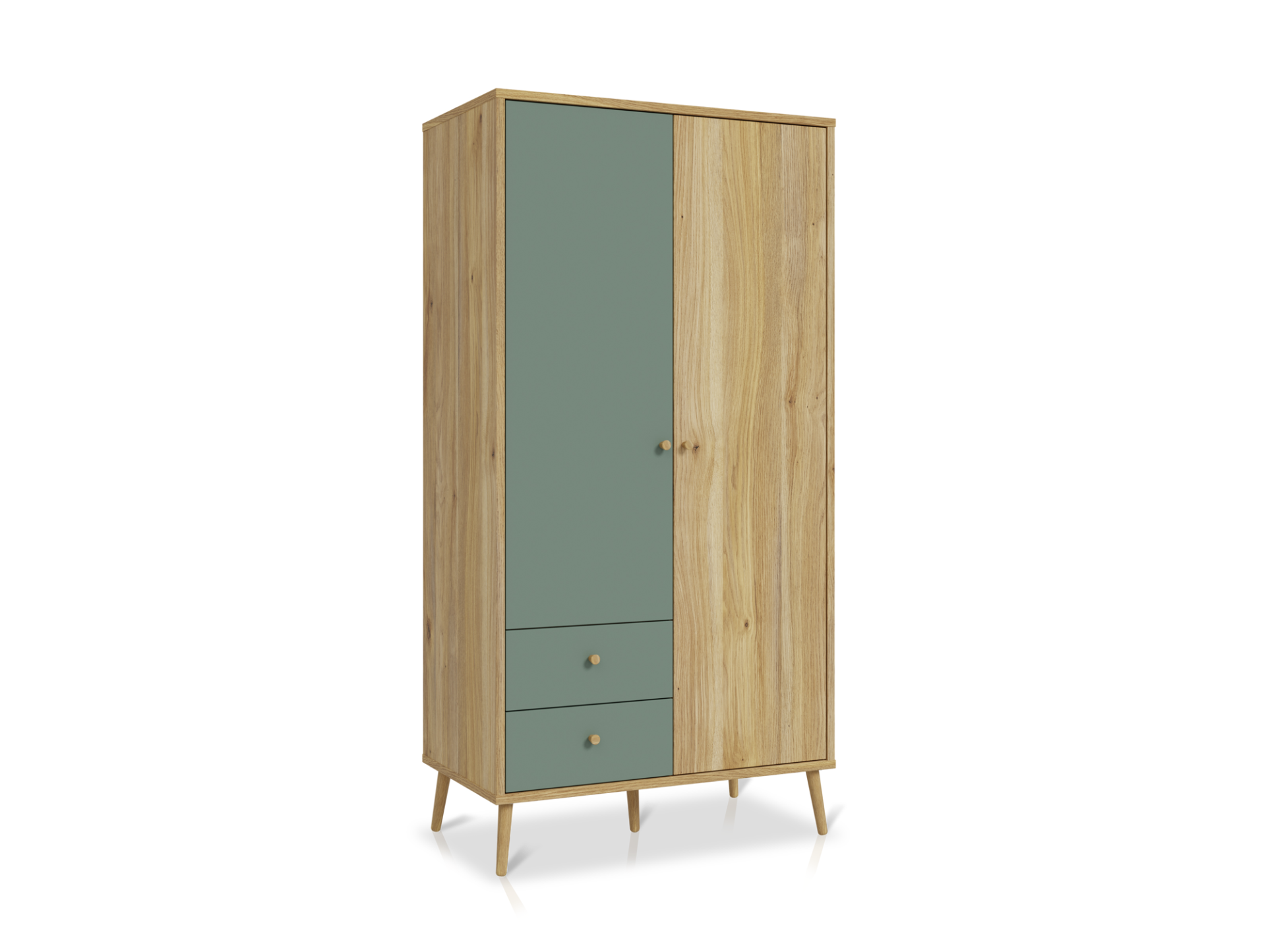 WILMONA Kleiderschrank, Material Spanplatte, Mauvella Eiche Nachbildung/salbeifarbig 