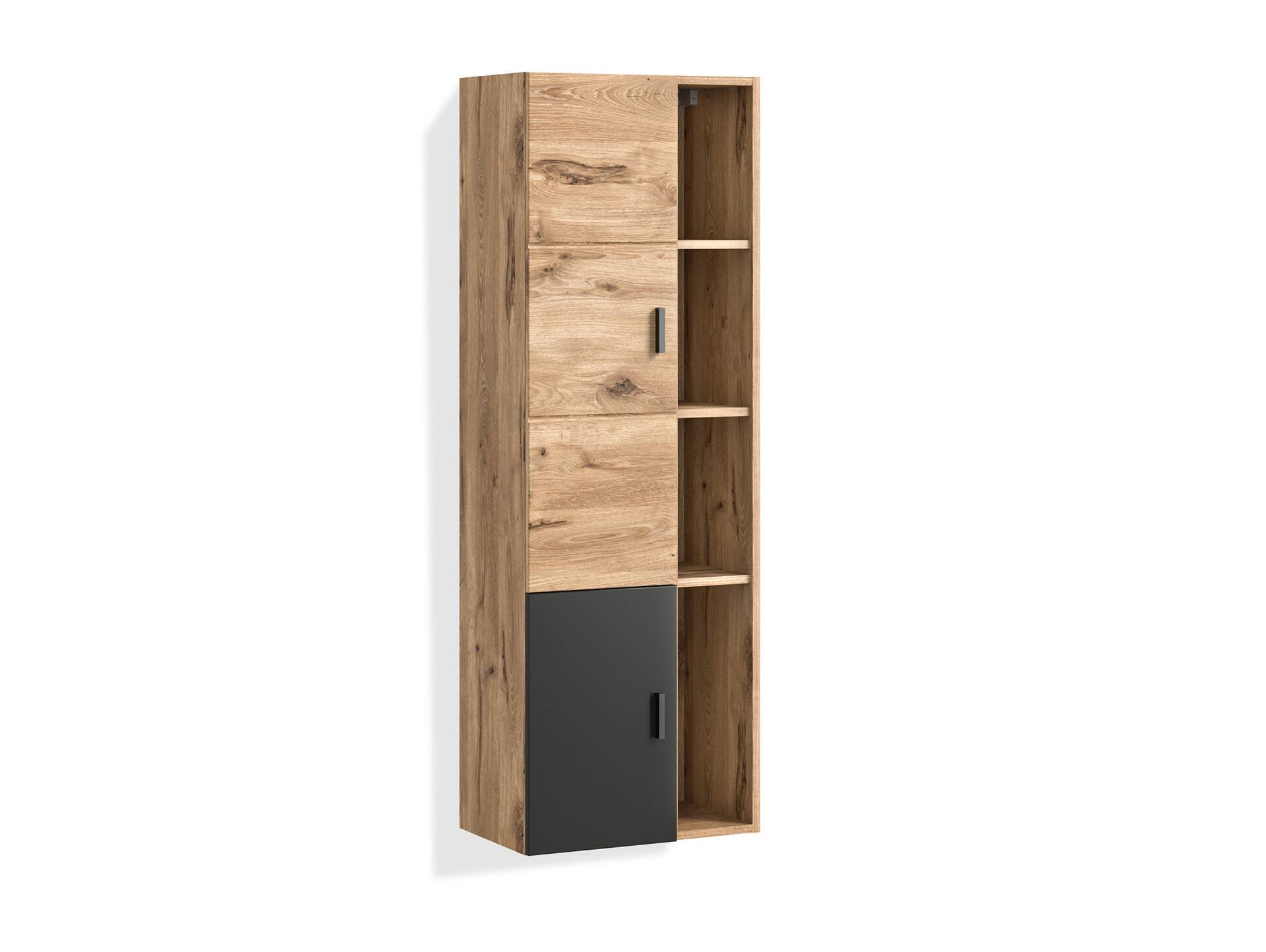 GOLDENBAY Midischrank fürs Badezimmer, Material Dekorspanplatte, Nox Oak Nachbildung/Grau matt 