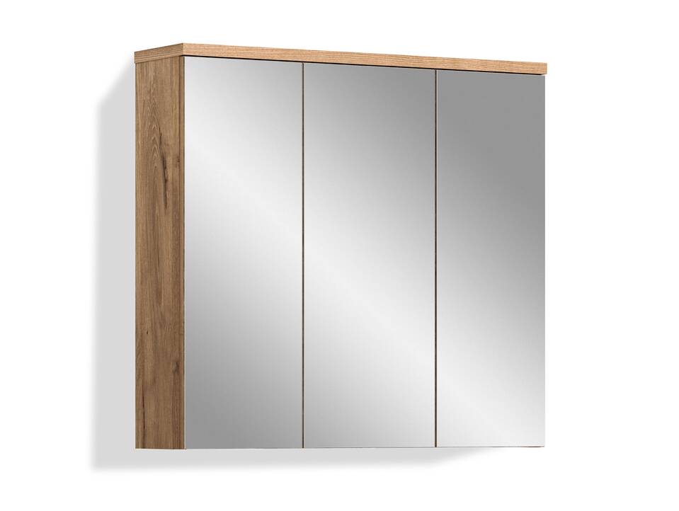 GOLDENBAY Spiegelschrank, Material Dekorspanplatte, Nox Oak Nachbildung/Grau matt 