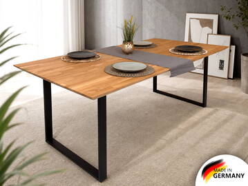 CORATO Esstisch nach Maß, Material Massivholz/Metall, U-Fuß