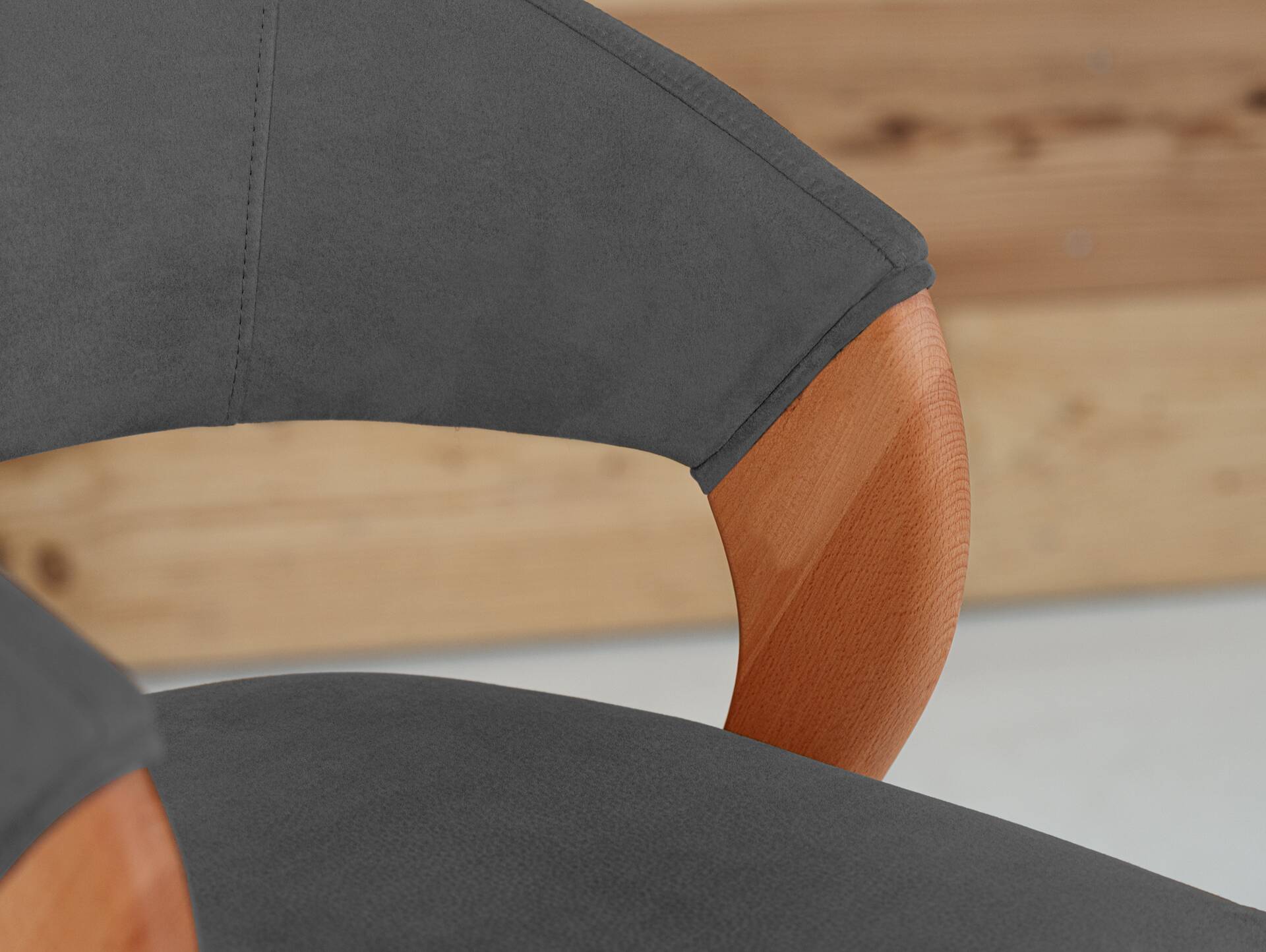 ALONA Polsterstuhl, Material Massivholz/Bezug Kunstleder Buche | grau