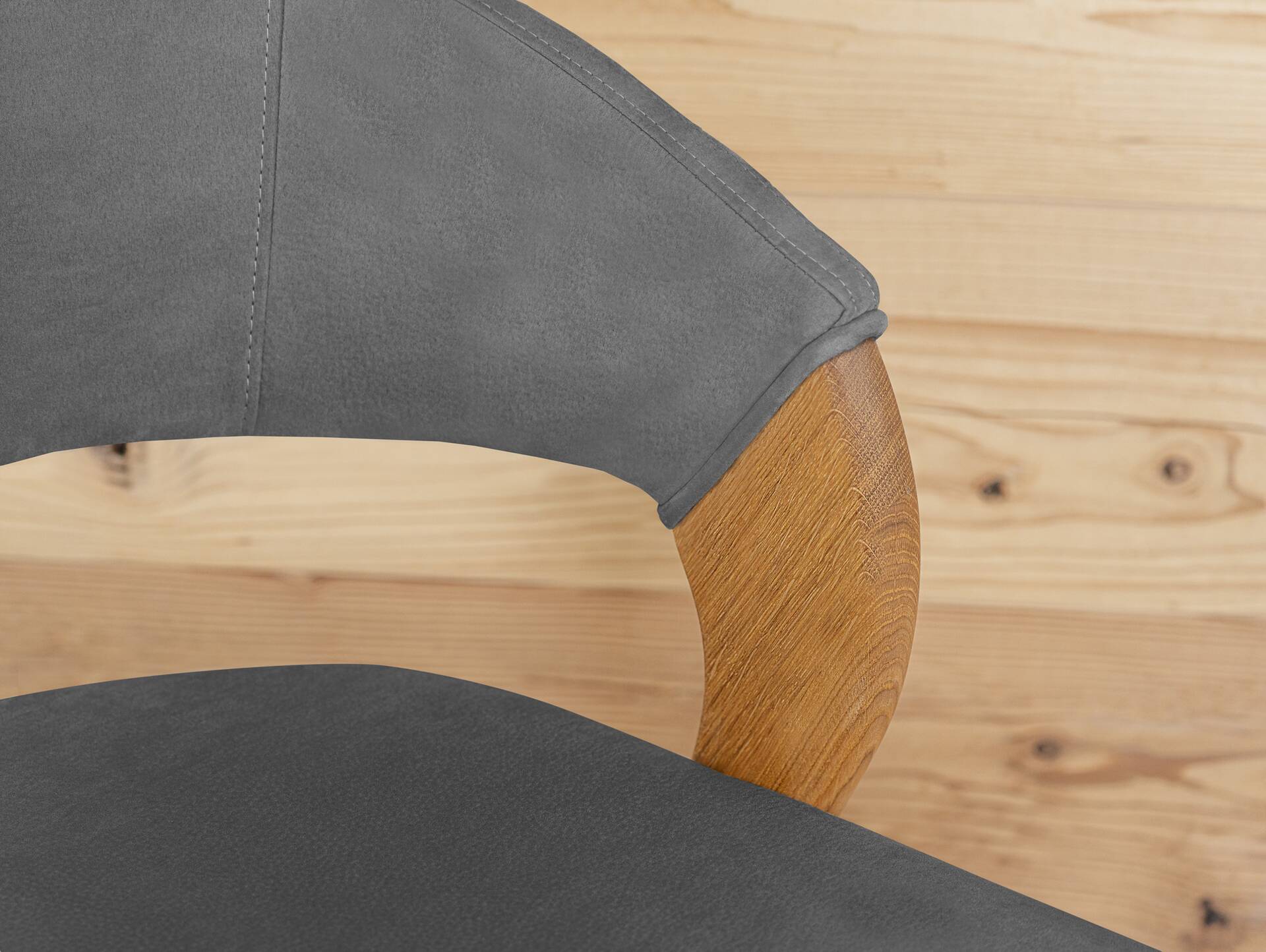 ALONA Polsterstuhl, Material Massivholz/Bezug Kunstleder Eiche | grau
