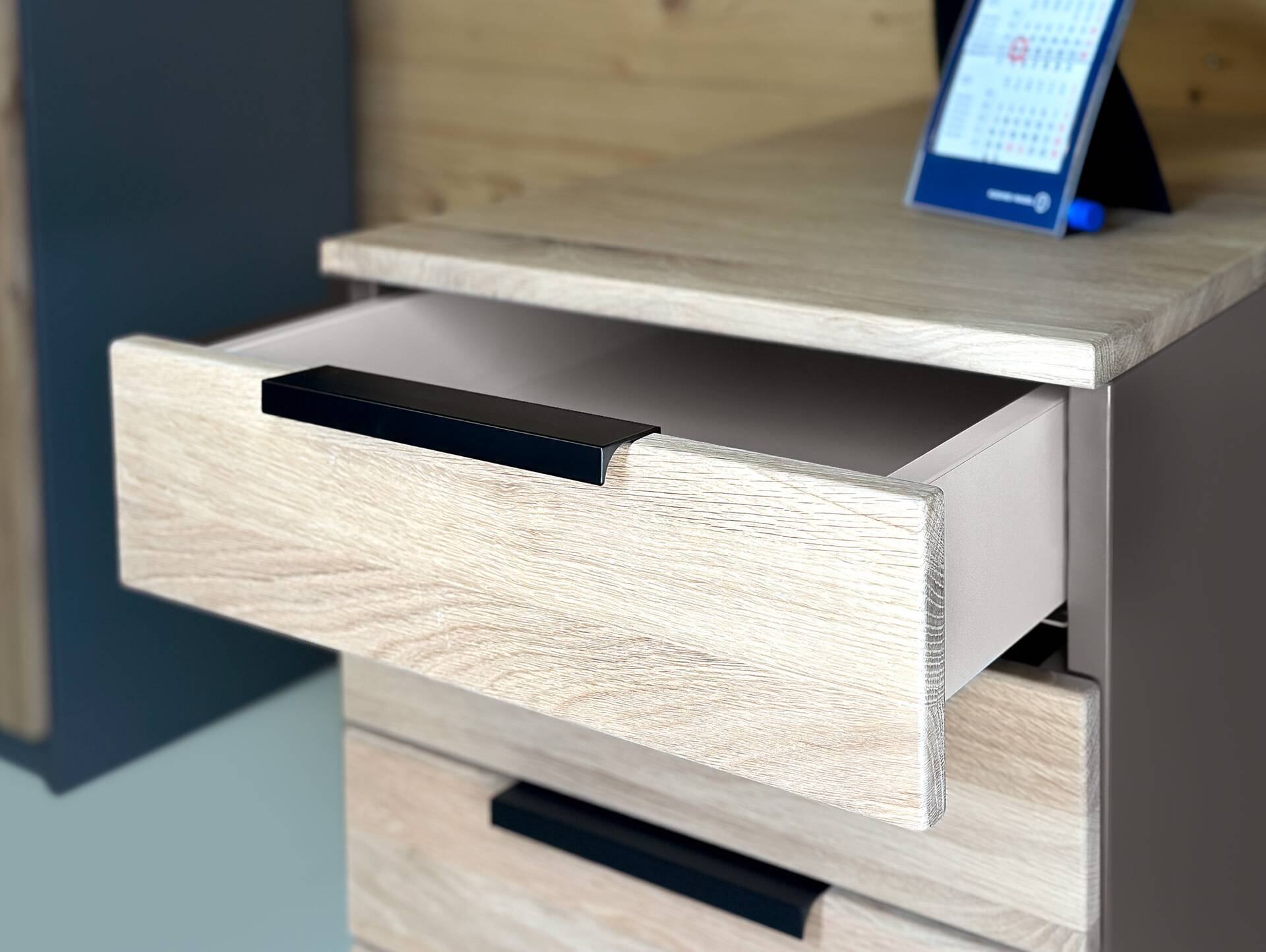 OFFICE OAK Rollcontainer, Material teilmassiv, Eiche/graphitfarbig 