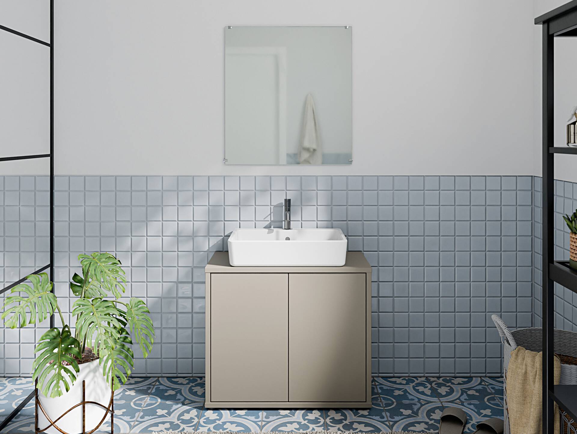ADIAGO SPA Waschbeckenunterschrank, Material Dekorspanplatte, taupe 