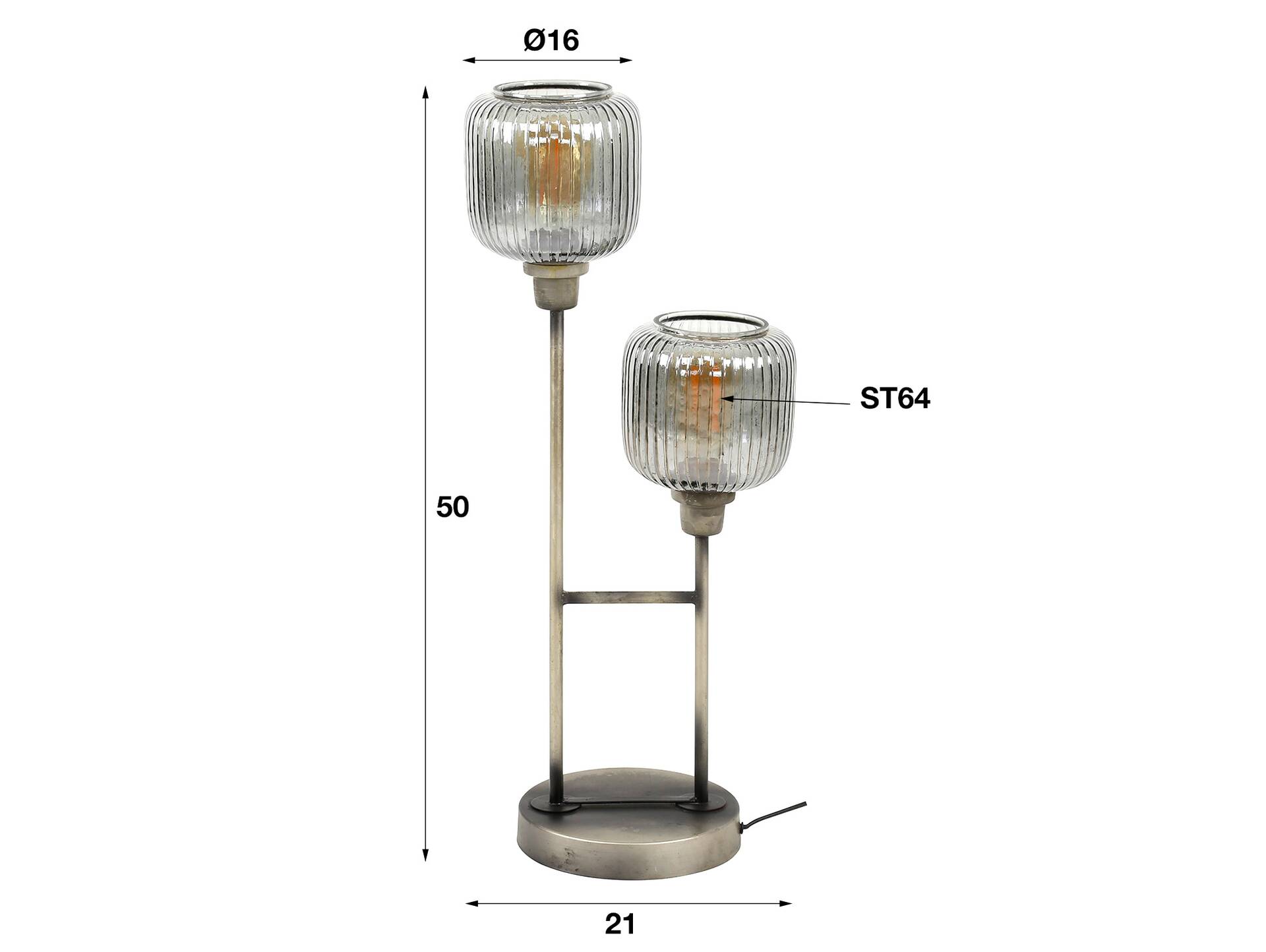 GARCON Tischlampe, 2-flammig, Glasschirme gestreift 