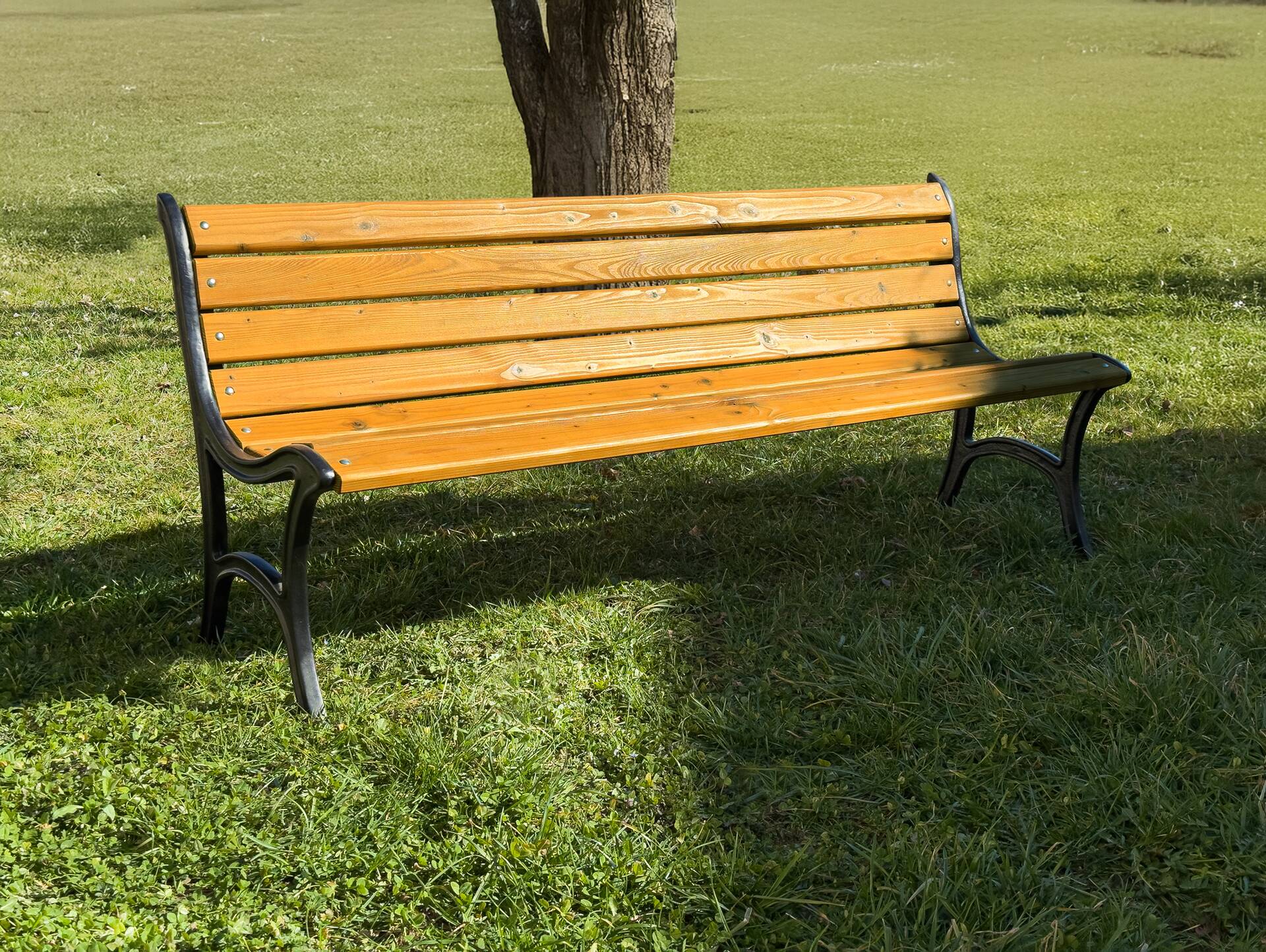 GUSTL Gartenbank, Material Massivholz Lärche, Metallgestell Schwarz 150 cm
