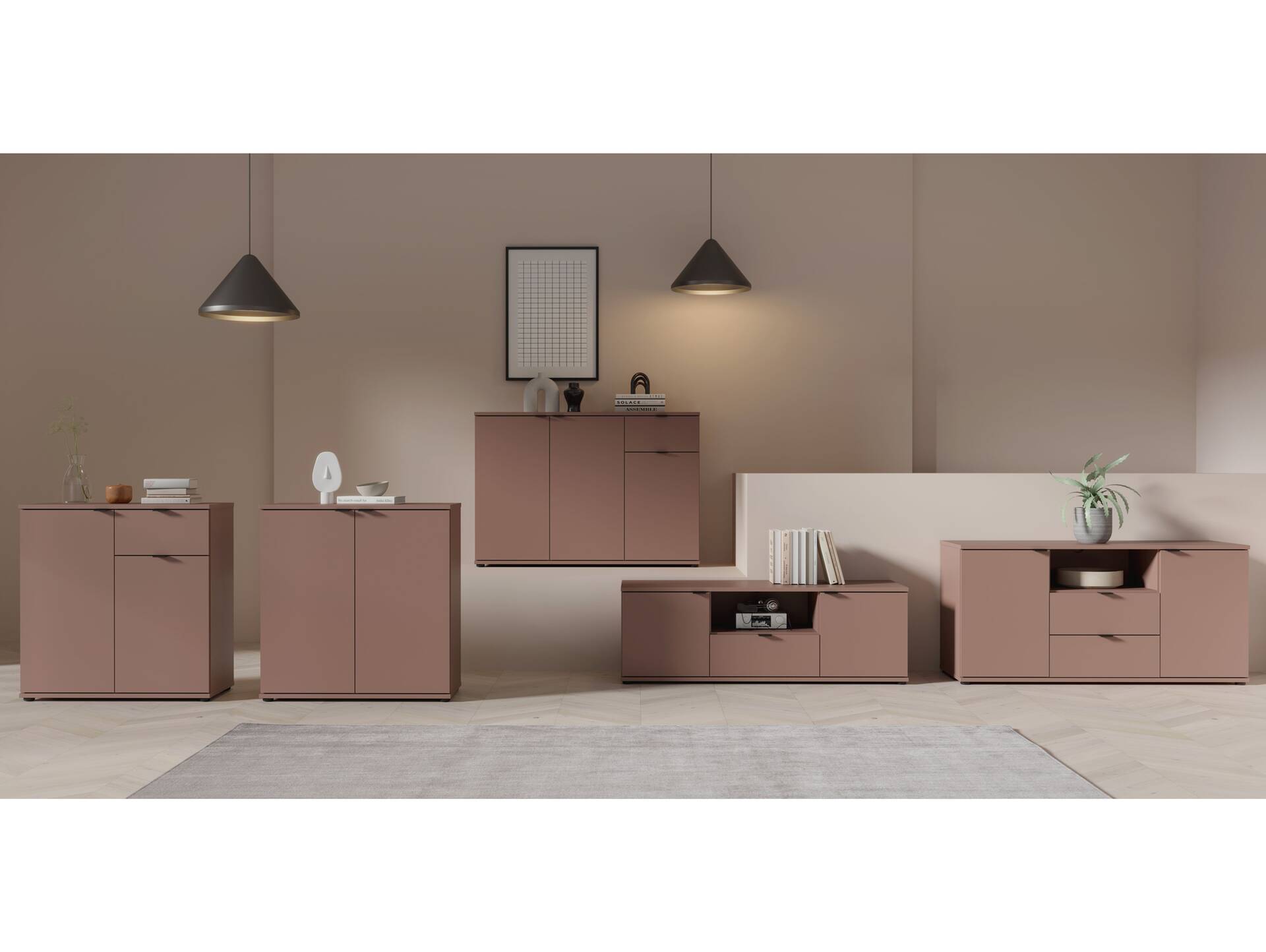 GINNY Kommode III, Material Spanplatte Terracotta