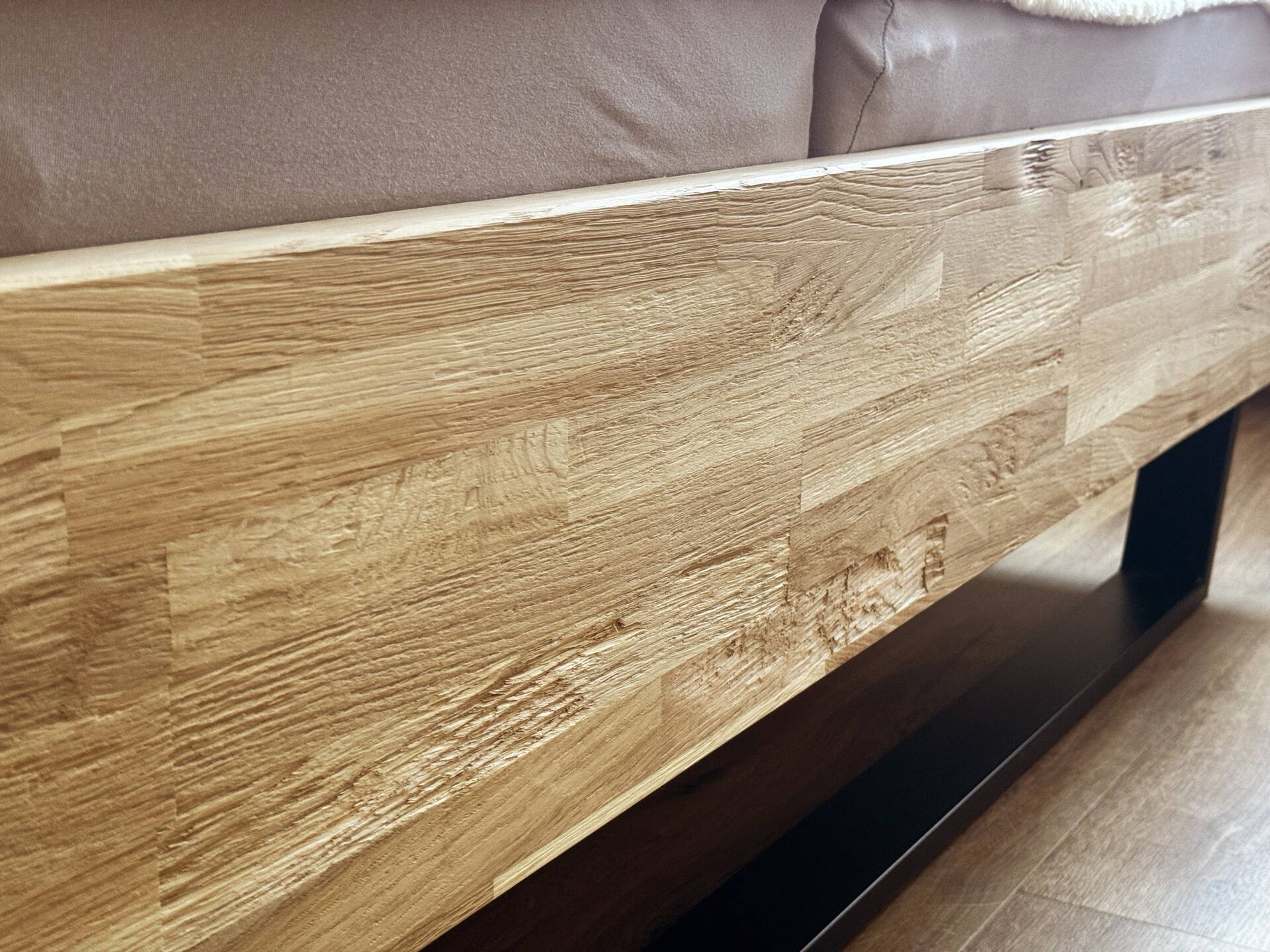 CORDINO Kufenbett aus Eiche, Material Massivholz, mit/ohne Kopfteil 90 x 200 cm | Eiche unbehandelt | gehackt | ohne Kopfteil