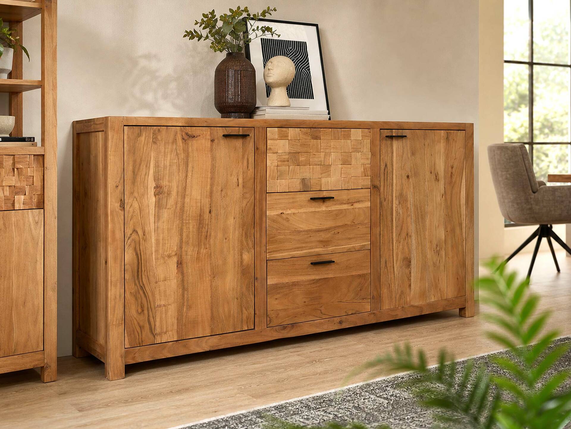 KAIRO Sideboard II, Material Massivholz, Akazie massiv honigfarben 
