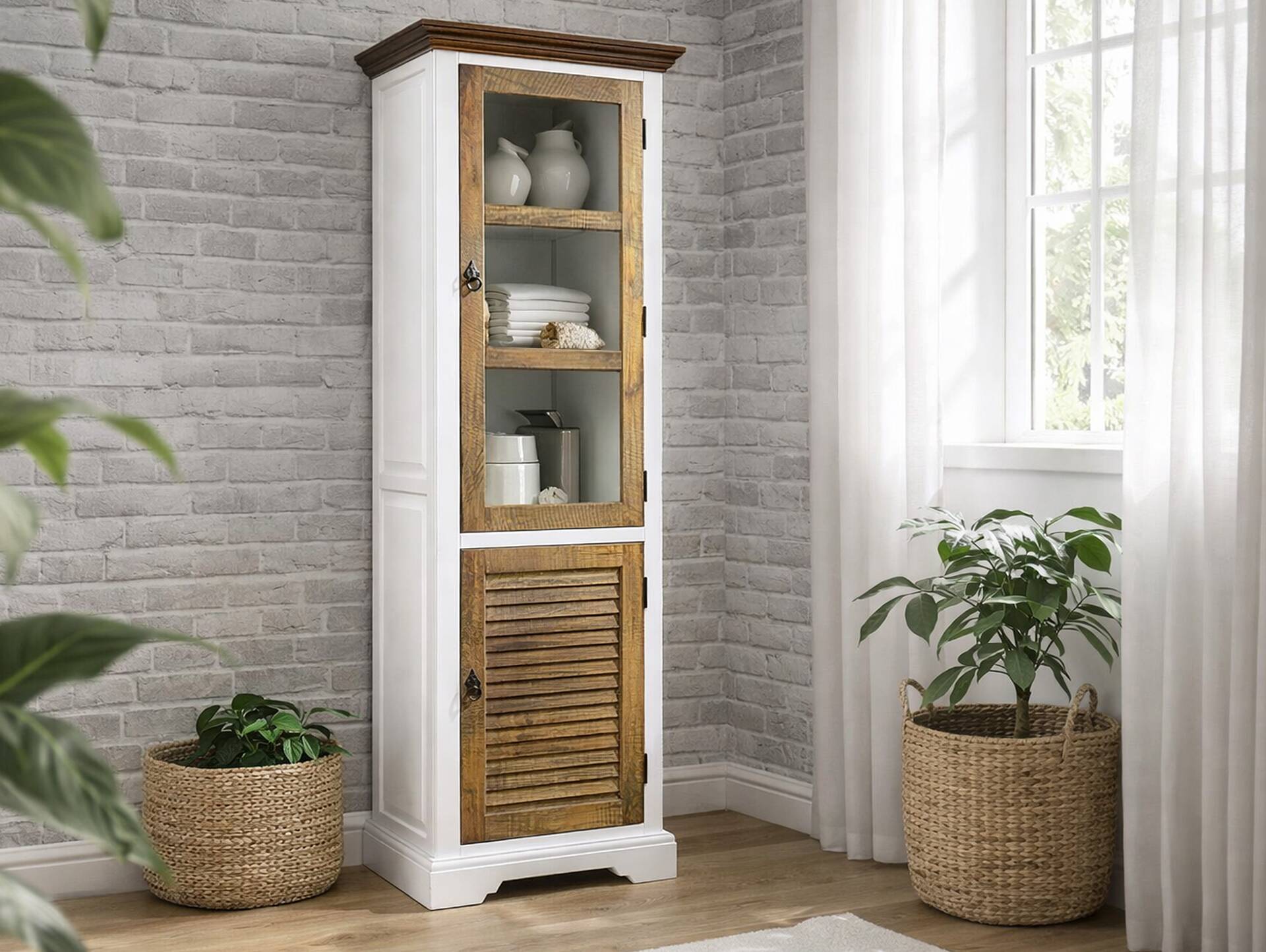 NOTTINGHAM Vitrine, recyceltes Altholz, teilmassiv 