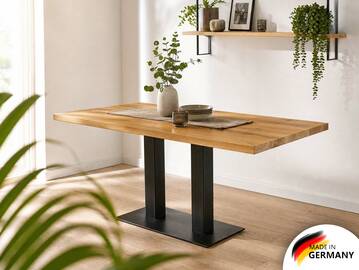 GASTRO Esstisch, Material Massivholz/Metall, Eiche lackiert