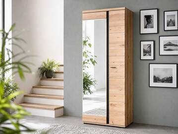 SAN MARINO Garderobenschrank, Material Teilmassiv, Altesche gebürstet / Artisan eichefarbig