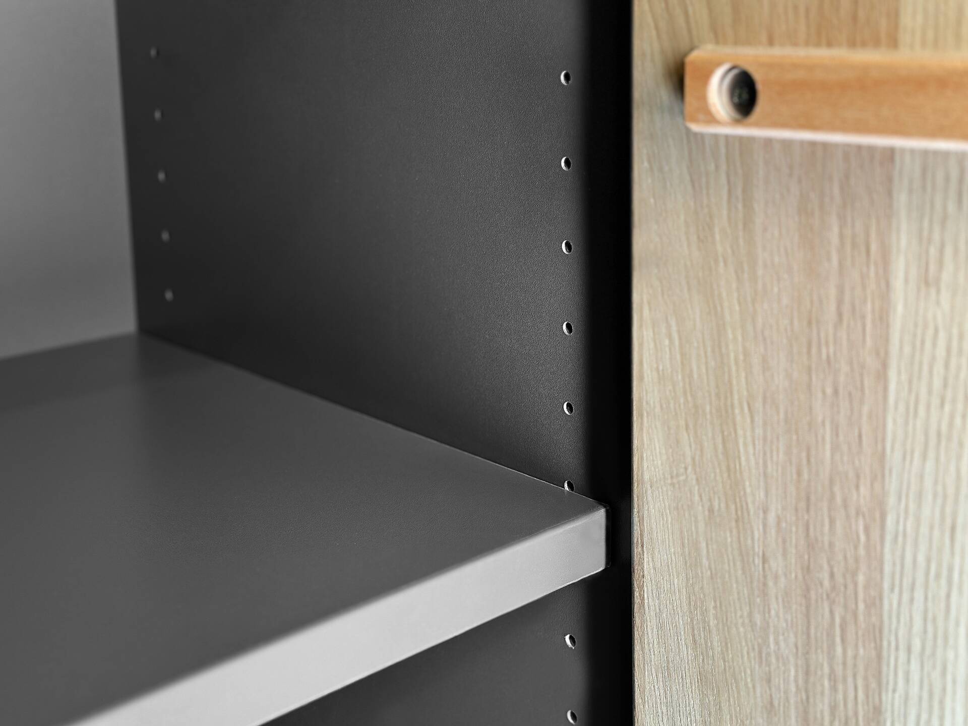 OFFICE OAK Aktenschrank VI, Material teilmassiv, Eiche/graphitfarbig 
