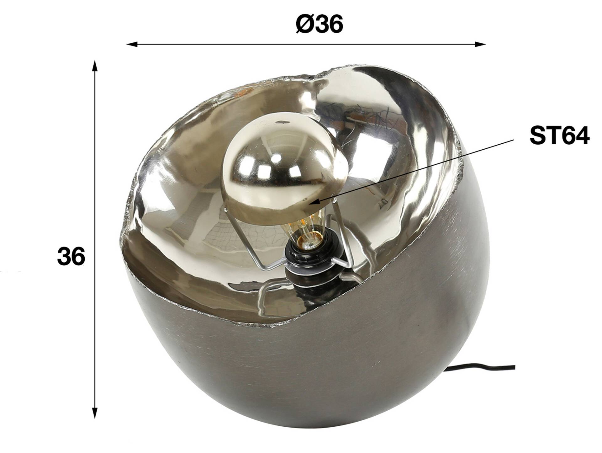 ALBORA Tischlampe, Material Metall, Grau 36 cm
