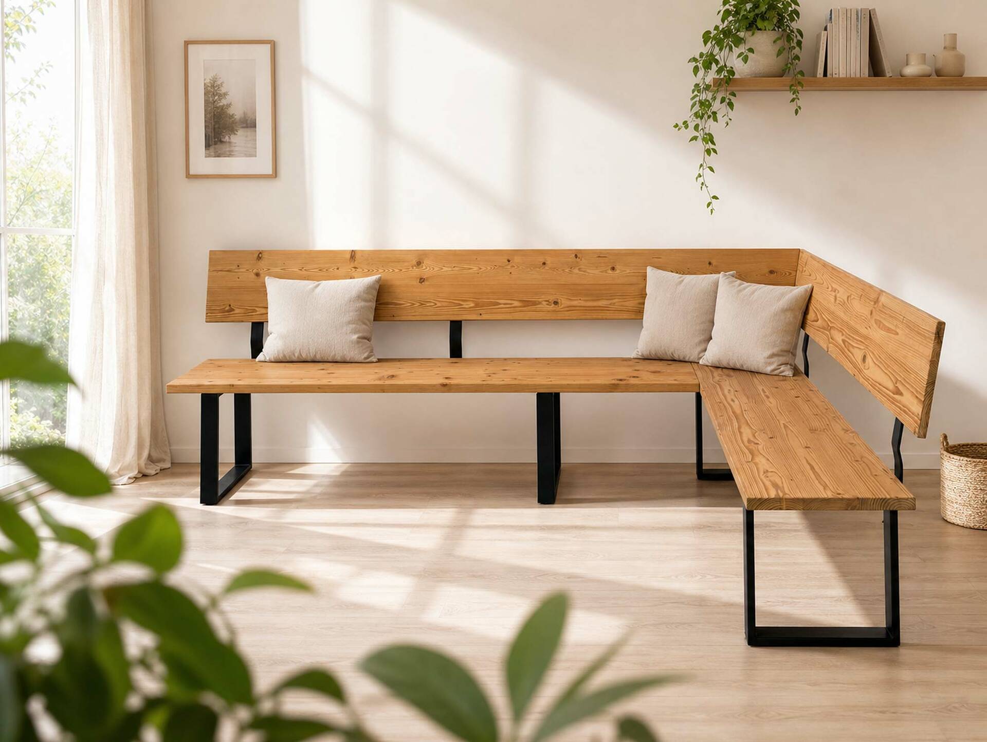 CURBY Essgruppe, rustikale Altholzoptik, Material Massivholz, Fichte gebürstet 256 x 167 cm | natur | ohne Sitzkissen