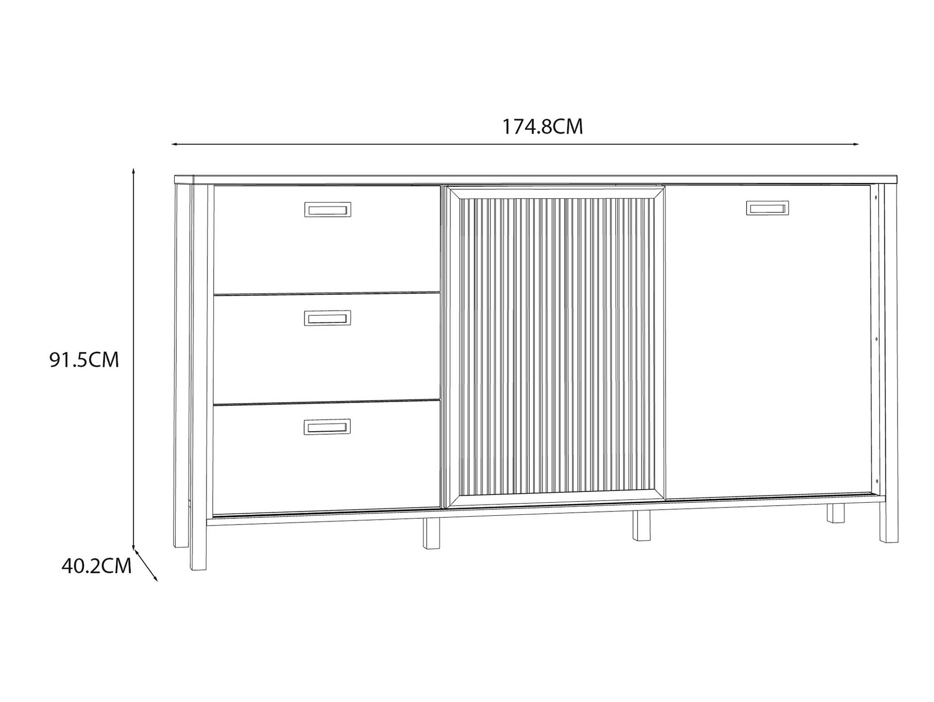 JACCO Sideboard, Material Spanplatte, Mauvella Eiche Nachbildung/schwarz 