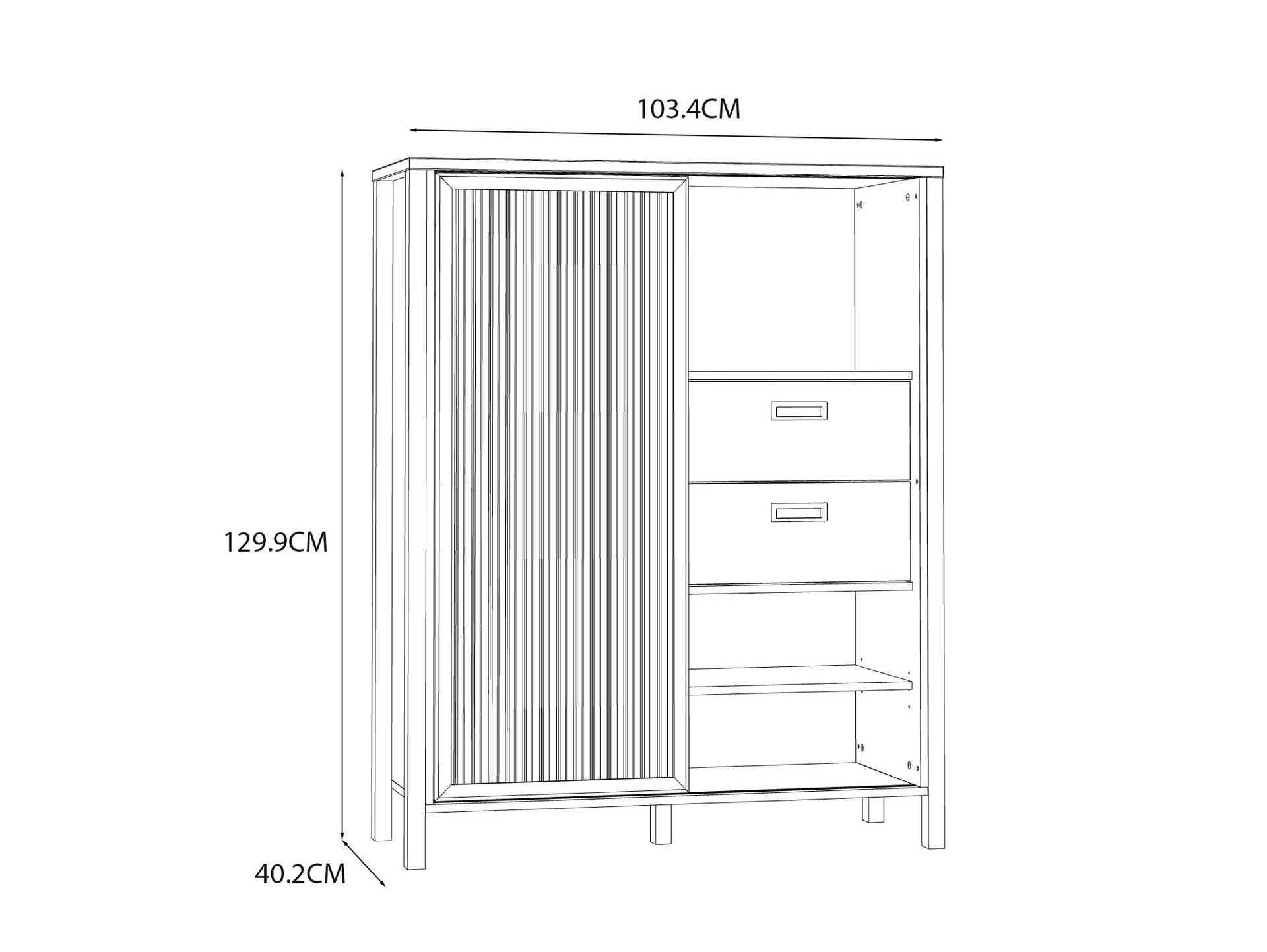 JACCO Highboard I, Material Spanplatte, Mauvella Eiche Nachbildung/schwarz 