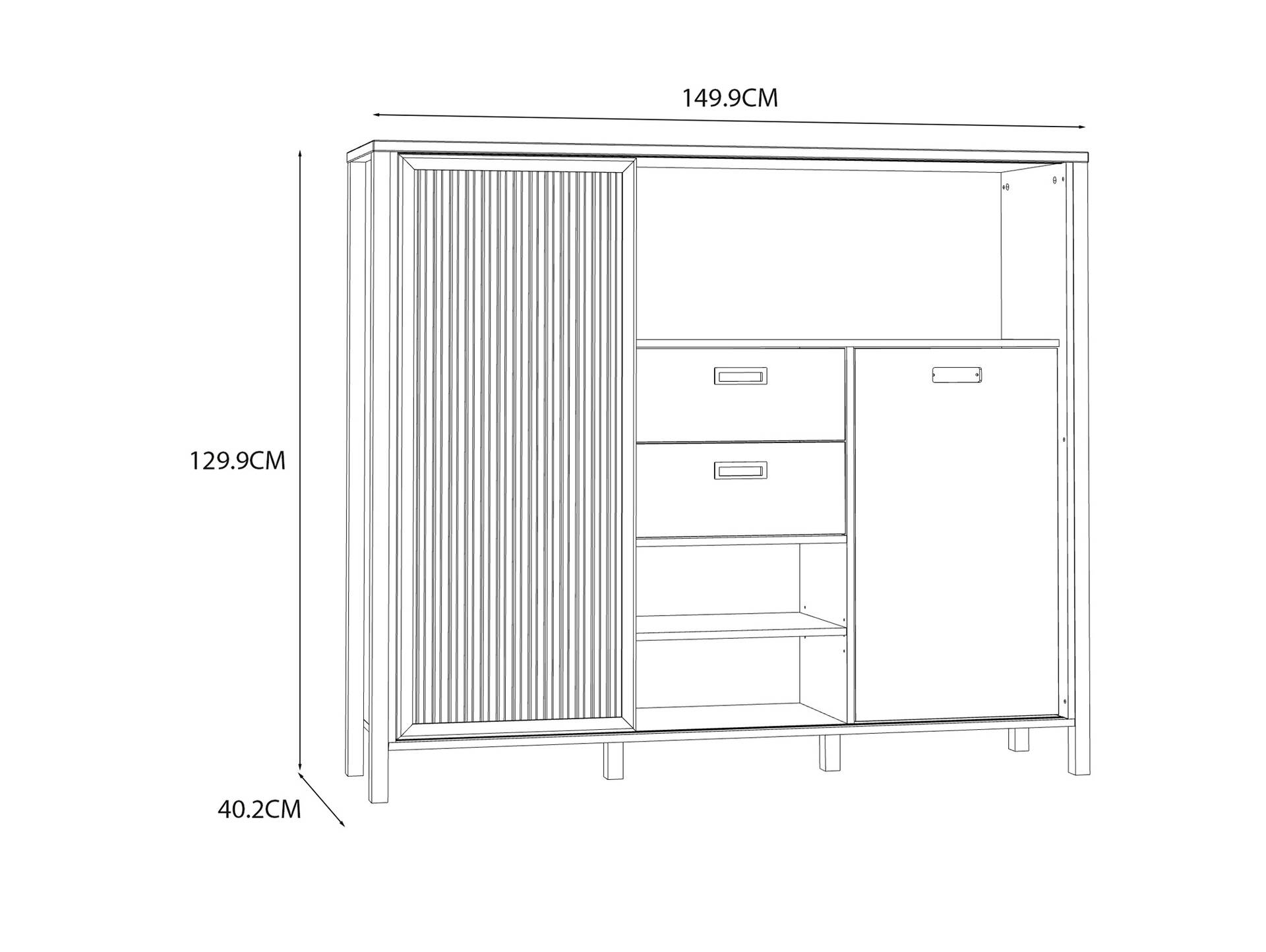 JACCO Highboard II, Material Spanplatte, Mauvella Eiche Nachbildung/schwarz 