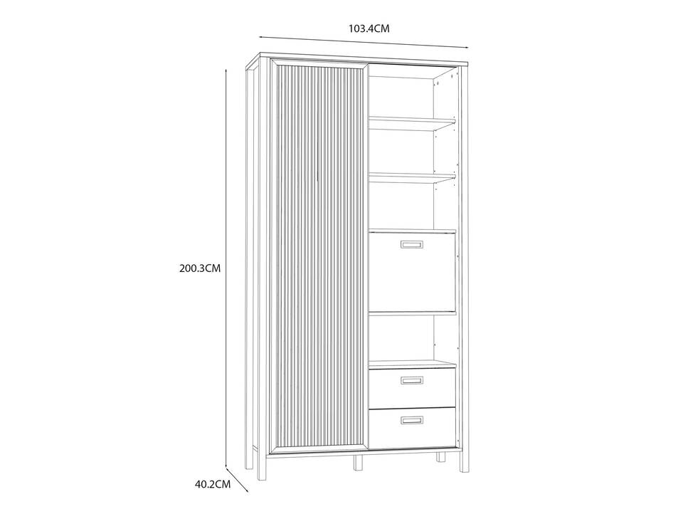 JACCO Highboard III, Material Spanplatte, Mauvella Eiche Nachbildung/schwarz 