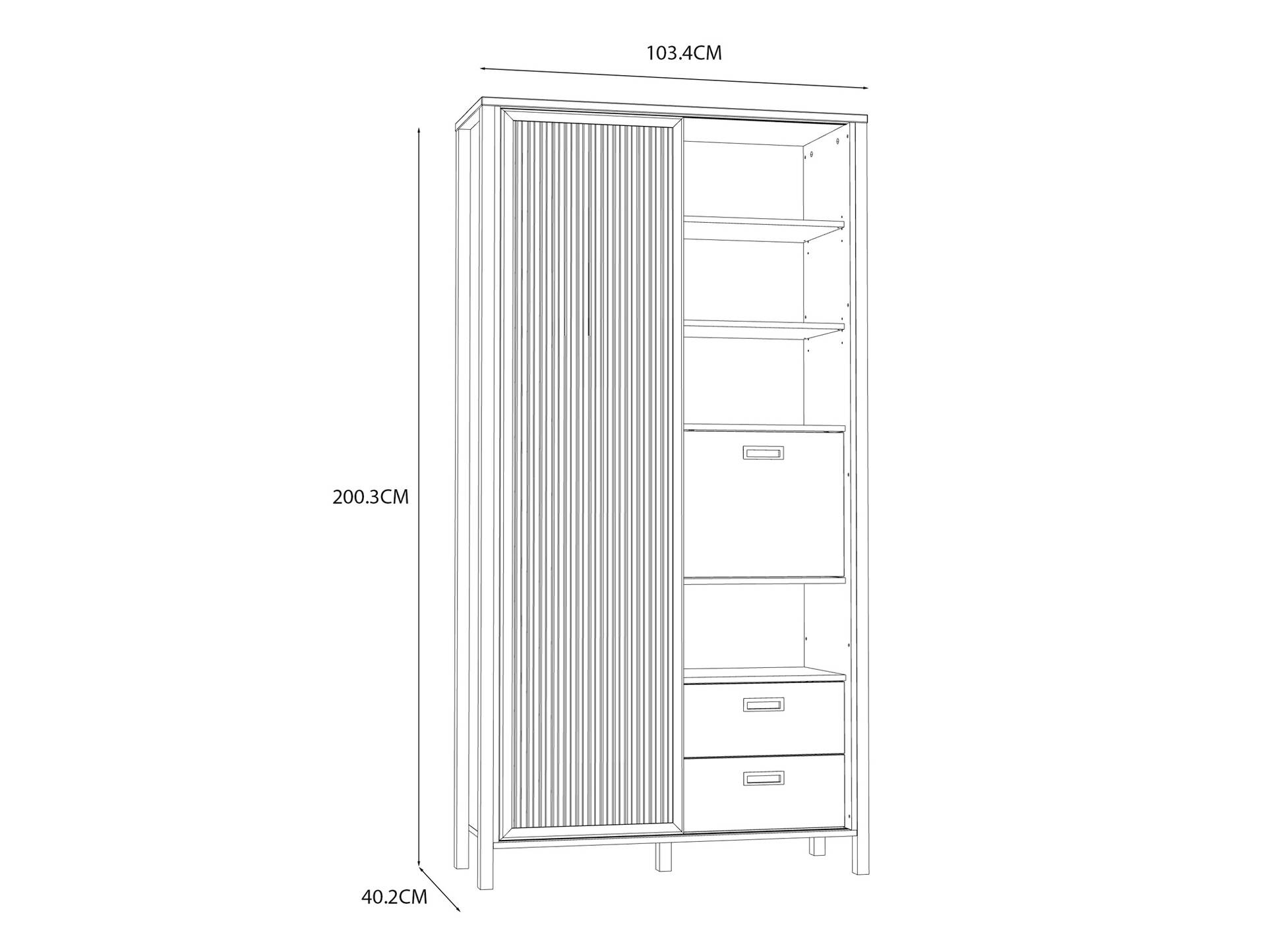 JACCO Highboard III, Material Spanplatte, Mauvella Eiche Nachbildung/schwarz 