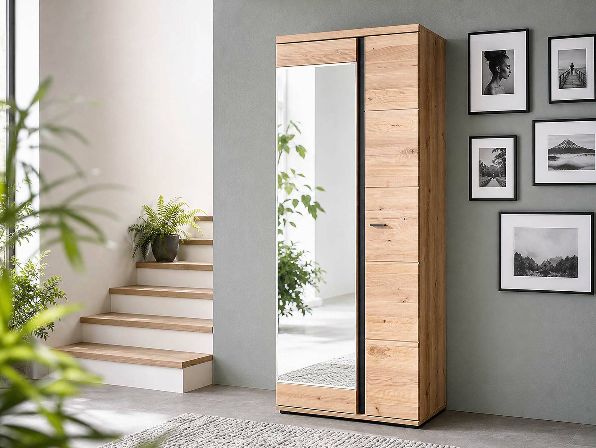 SAN MARINO Garderobenschrank, Material Teilmassiv, Altesche gebürstet / Artisan eichefarbig 