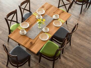 GASTRO Esstisch, Material Massivholz/Metall, Eiche lackiert