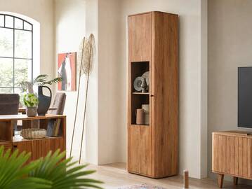 LINARO Vitrine, Material Massivholz, Akazie massiv honigfarben 