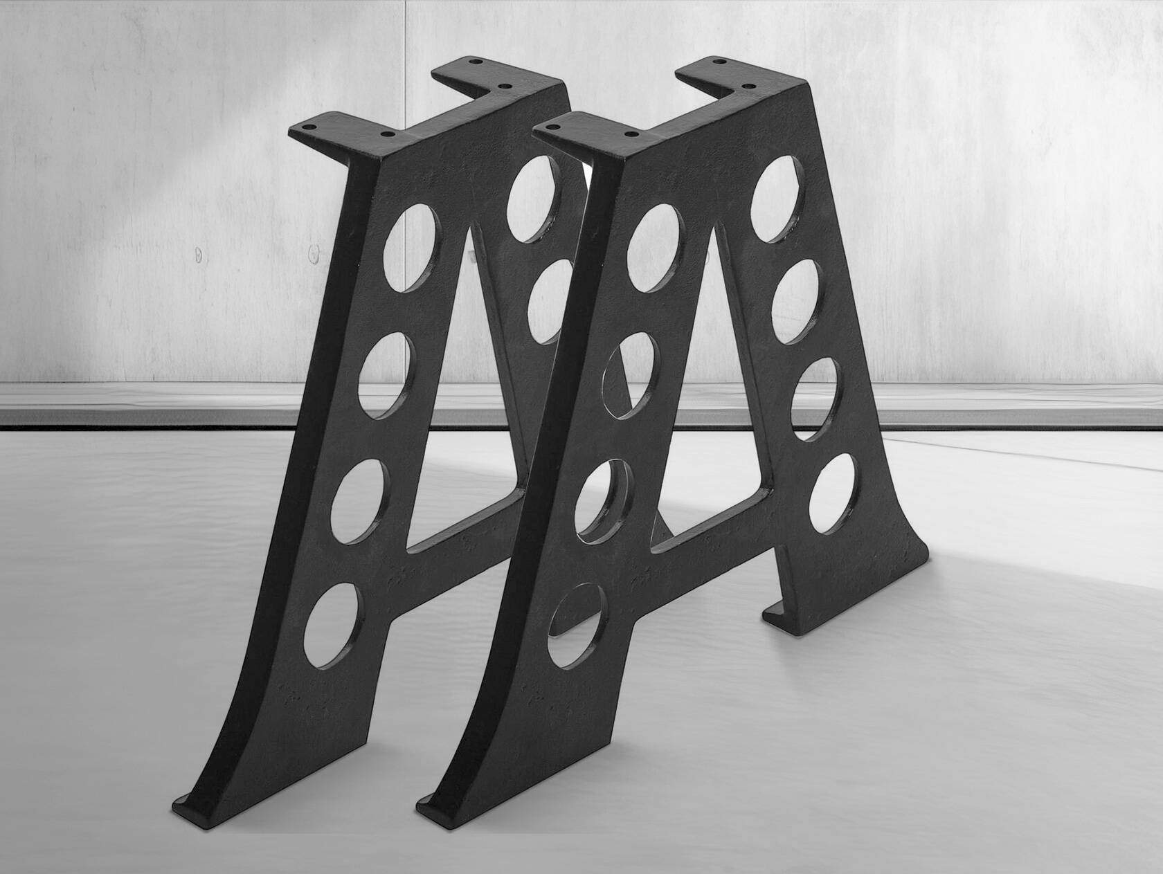 1 Paar Gestelle für Sitzbank, Material Gusseisen, Schwarz 