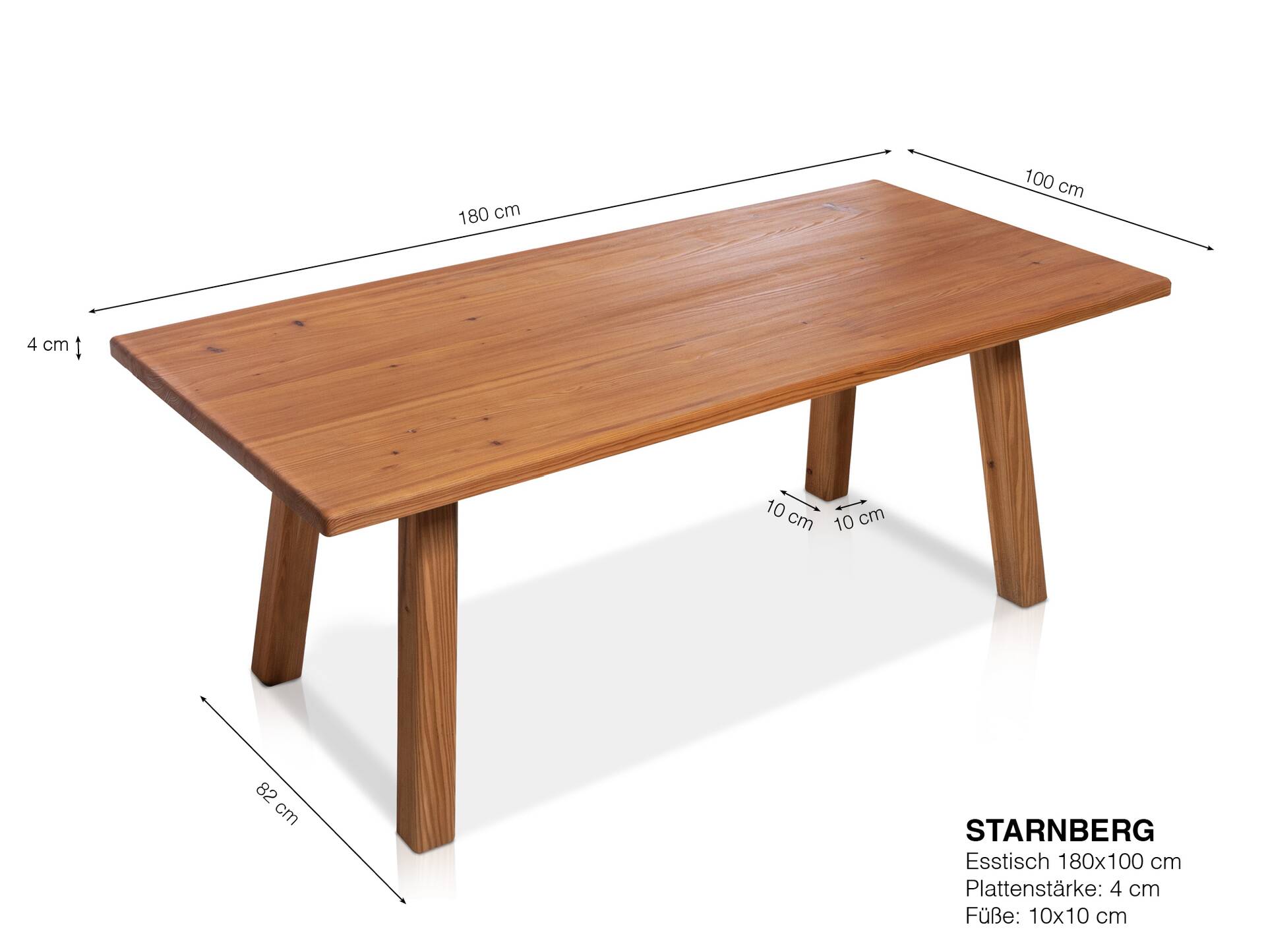 STARNBERG, Esstisch, Material Massivholz, Lärche gedämpft 180 x 100 cm | lackiert