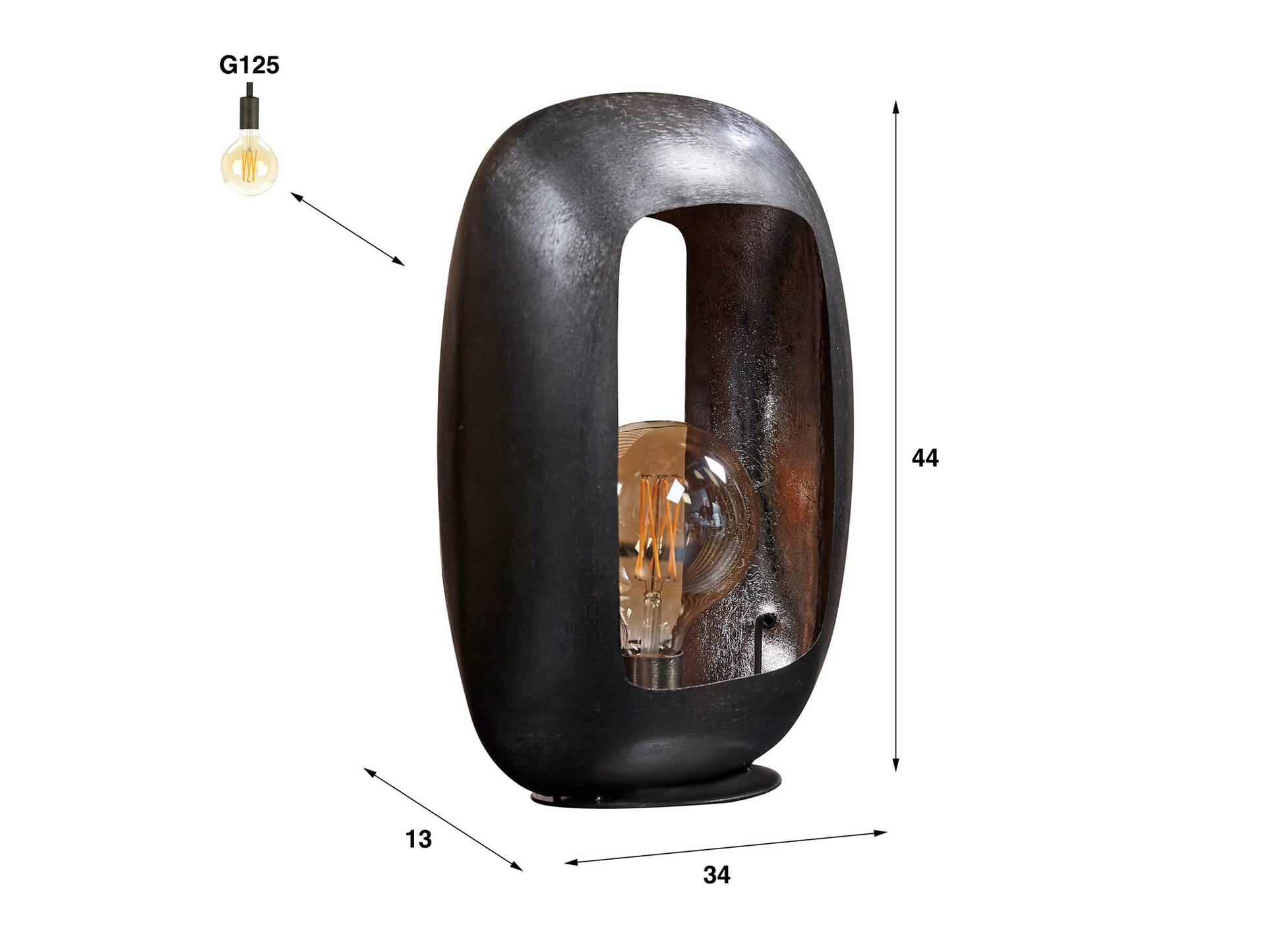 MARIAM Tischleuchte, 1-flammig, Material Metall, Schwarznickel 
