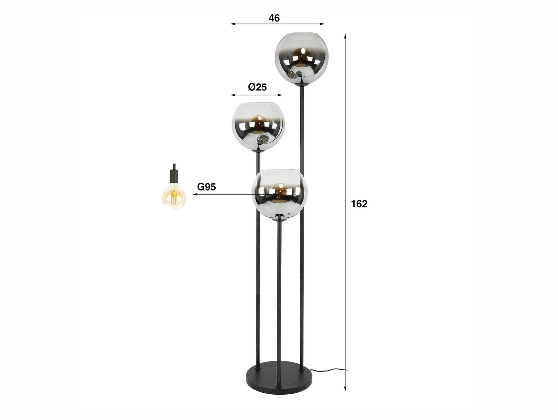 ELEA Stehlampe, 2-flammig, Material Metall, Schwarz 