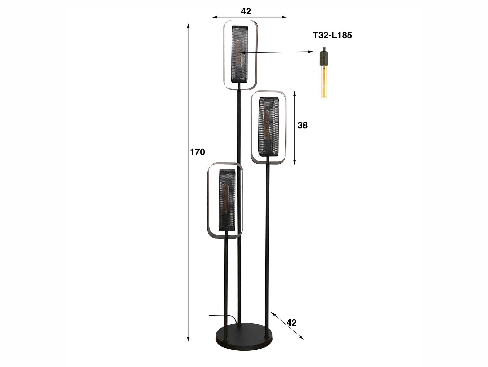 LIORA Stehlampe, 3-flammig, Material Metall, schwarz 