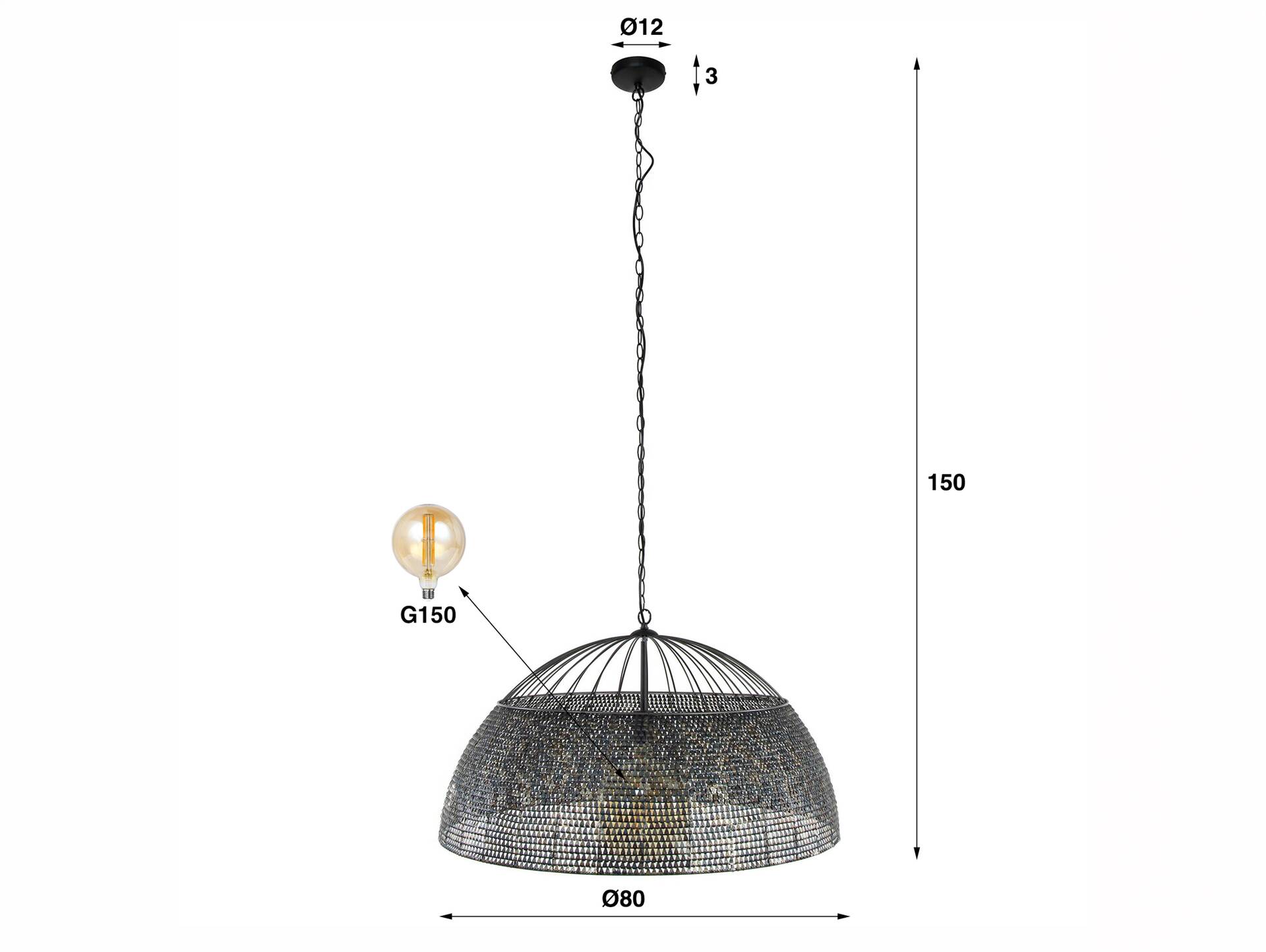 MIRAL Pendelleuchte, 1-flammig, Material Metall, schwarz-braun 
