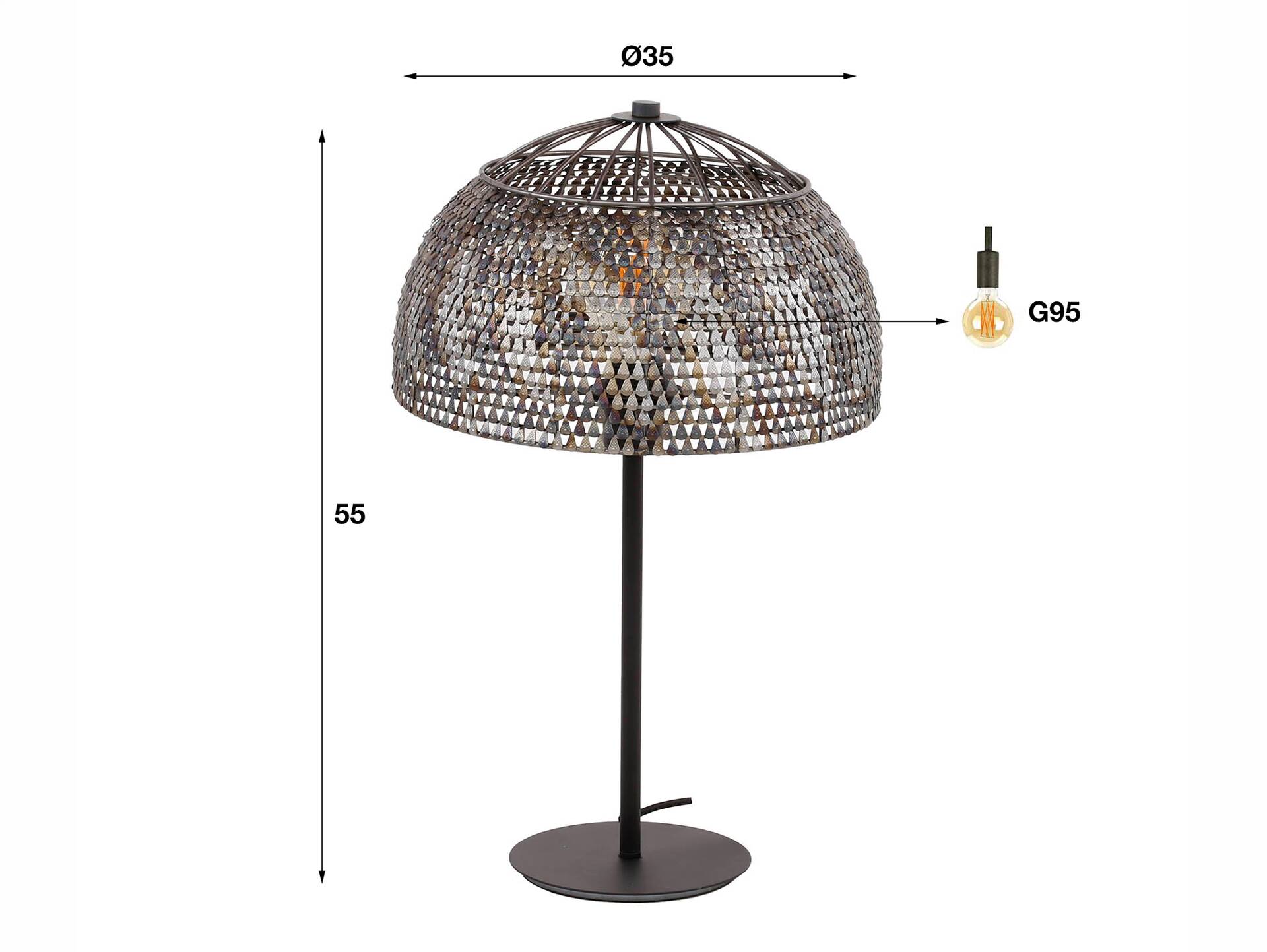 ELLEN Tischlampe, 1-flammig, Material Metall, schwarz-braun 