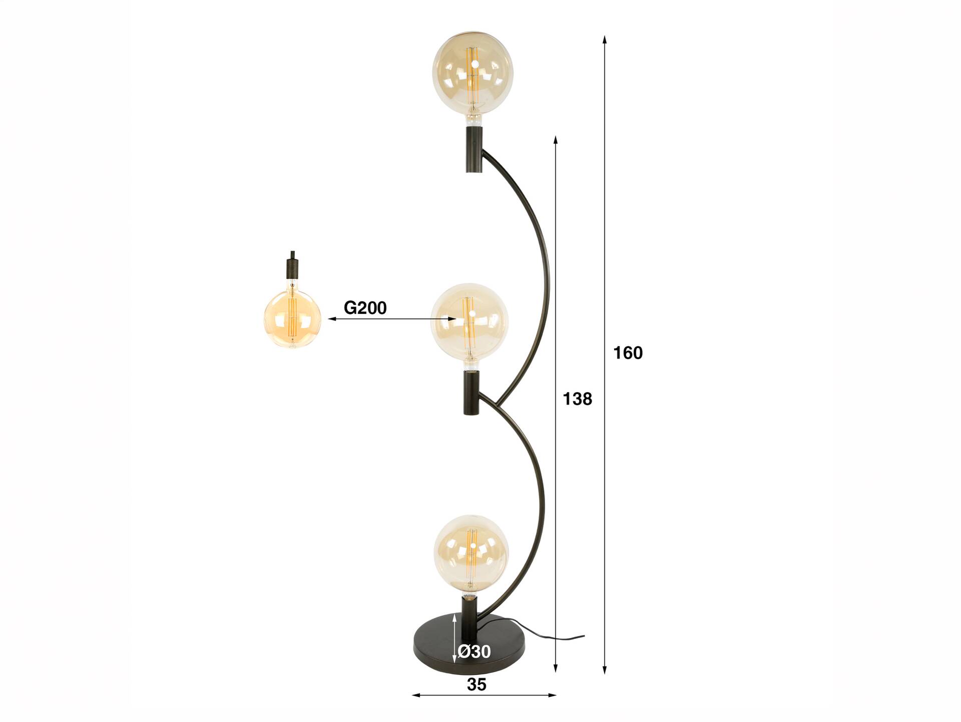 MALEA Stehleuchte, 3-flammig, Material Metall, braun 
