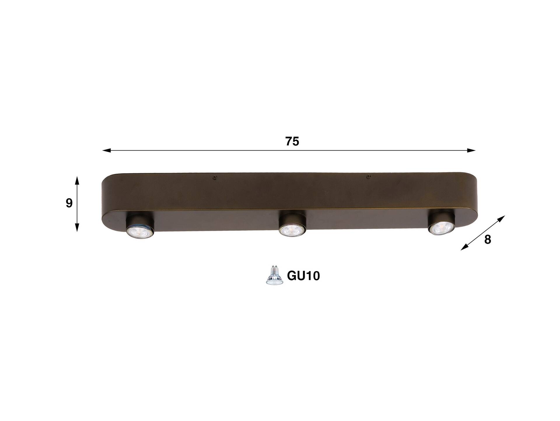 BAR Deckenleuchte, 3-flammig, Material Metall, braun 
